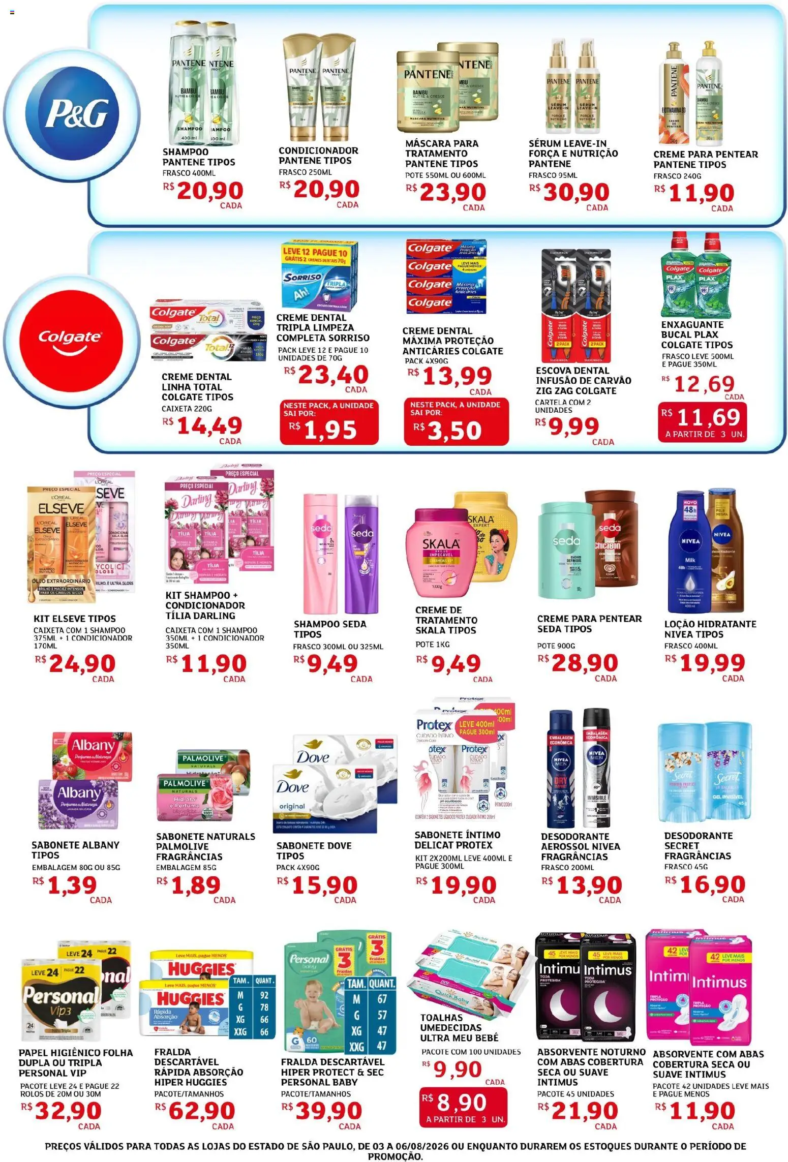 Assaí Atacadista Folheto - válido de 03/08/2026 | Página: 7 | Produtos: Shampoo, Shampoo pantene, Absorvente, Papel higiênico