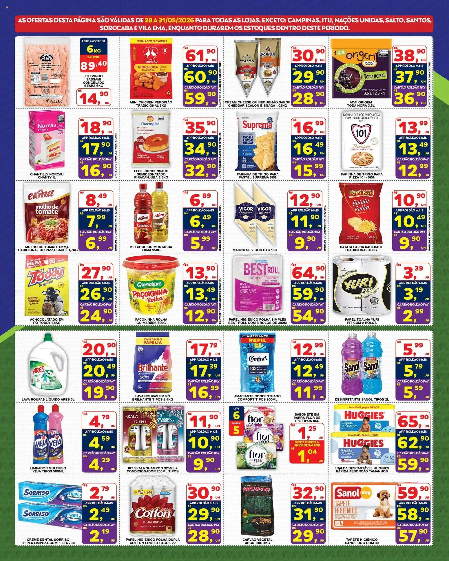 Roldão Folheto - válido de 28.05.2026 | Página: 4 | Produtos: Papel toalha, Tapete, Cream cheese, Requeijão
