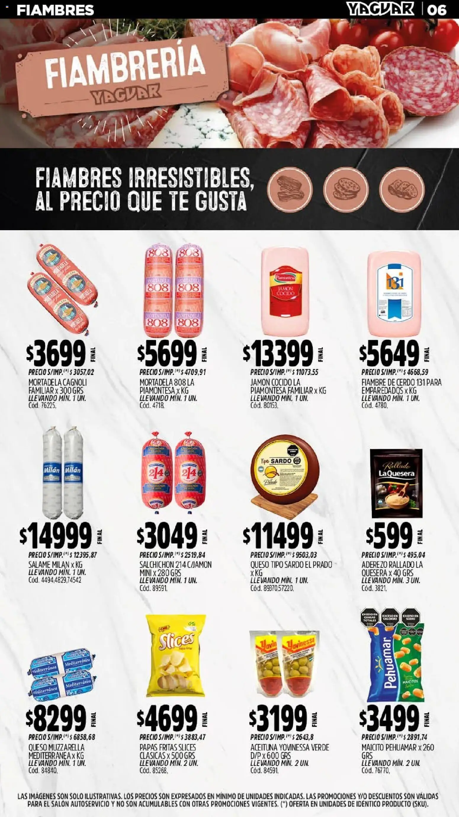 Yaguar catálogo │ válido desde el 20.04.2026 | Página: 6 | Productos: Aderezo, Muzzarella, Jamón, Té