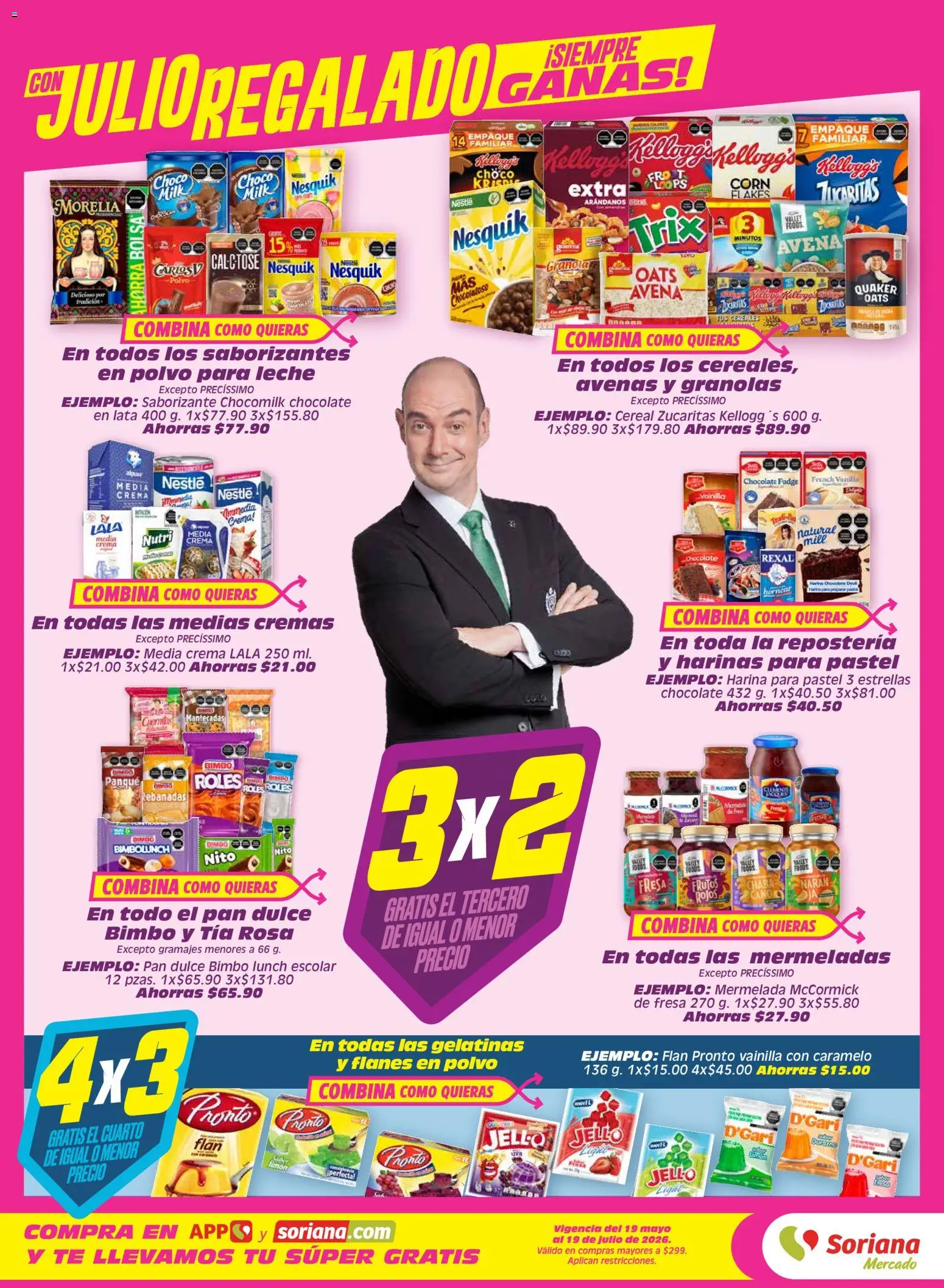 Nuevas ofertas de Soriana válidas en toda la República Mexicana desde el 12.06.2026. ¡Encuentra las mejores ofertas en Soriana Julio Regalado Mercado Nacional! | Página: 2 | Productos: Crema, Leche, Chocolate, Cereales