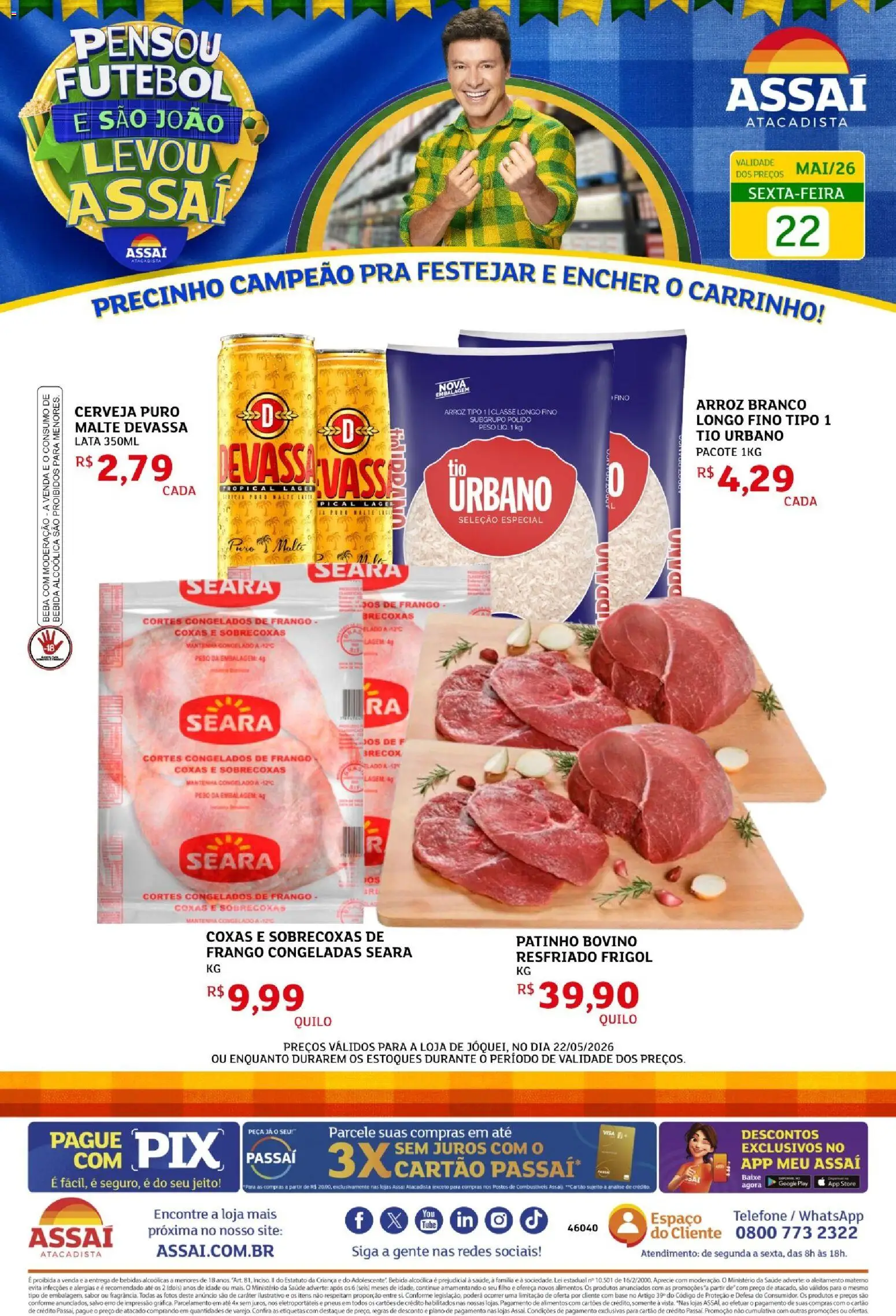 Assaí Atacadista Folheto - válido de 22.05.2026 | Página: 1 | Produtos: Carrinho, Pneus, Arroz, Telefone