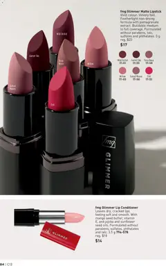 Preview of fmg Glimmer Matte Lipstick, Vivid colour. Velvety feel. Featherlight non-drying formula with pomegranate extract. Buildable medium to full coverage. Formulated without parabens, talc, sulfates and phthalates. 3 g from shop Avon valid from Jun 18, 2026 | Page: 84 | Products: Lipstick, Conditioner