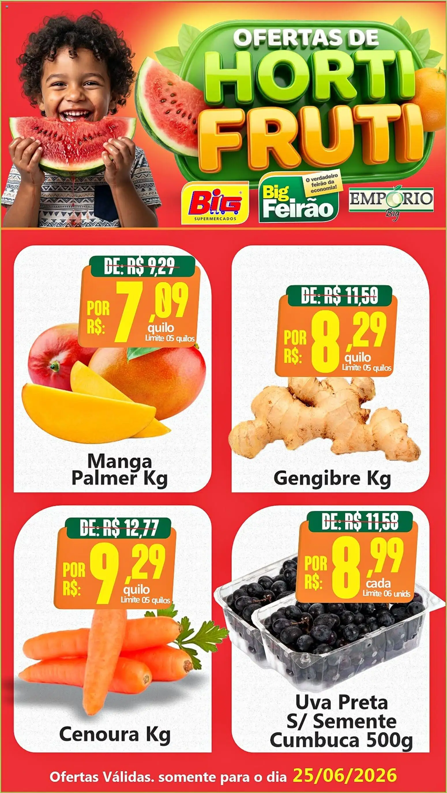 Big Supermercados Folheto - válido de 25/06/2026 | Página: 3 | Produtos: Gengibre, Cenoura