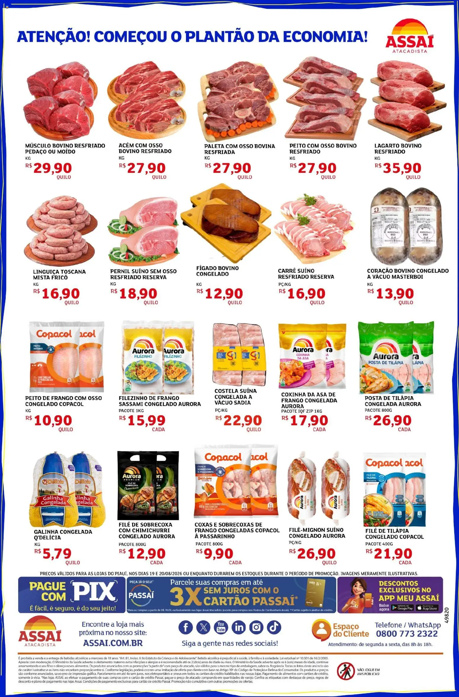 Assaí Atacadista Folheto - válido de 19/08/2026 | Página: 2 | Produtos: Linguiça, Tilápia, Fígado, Peito de frango