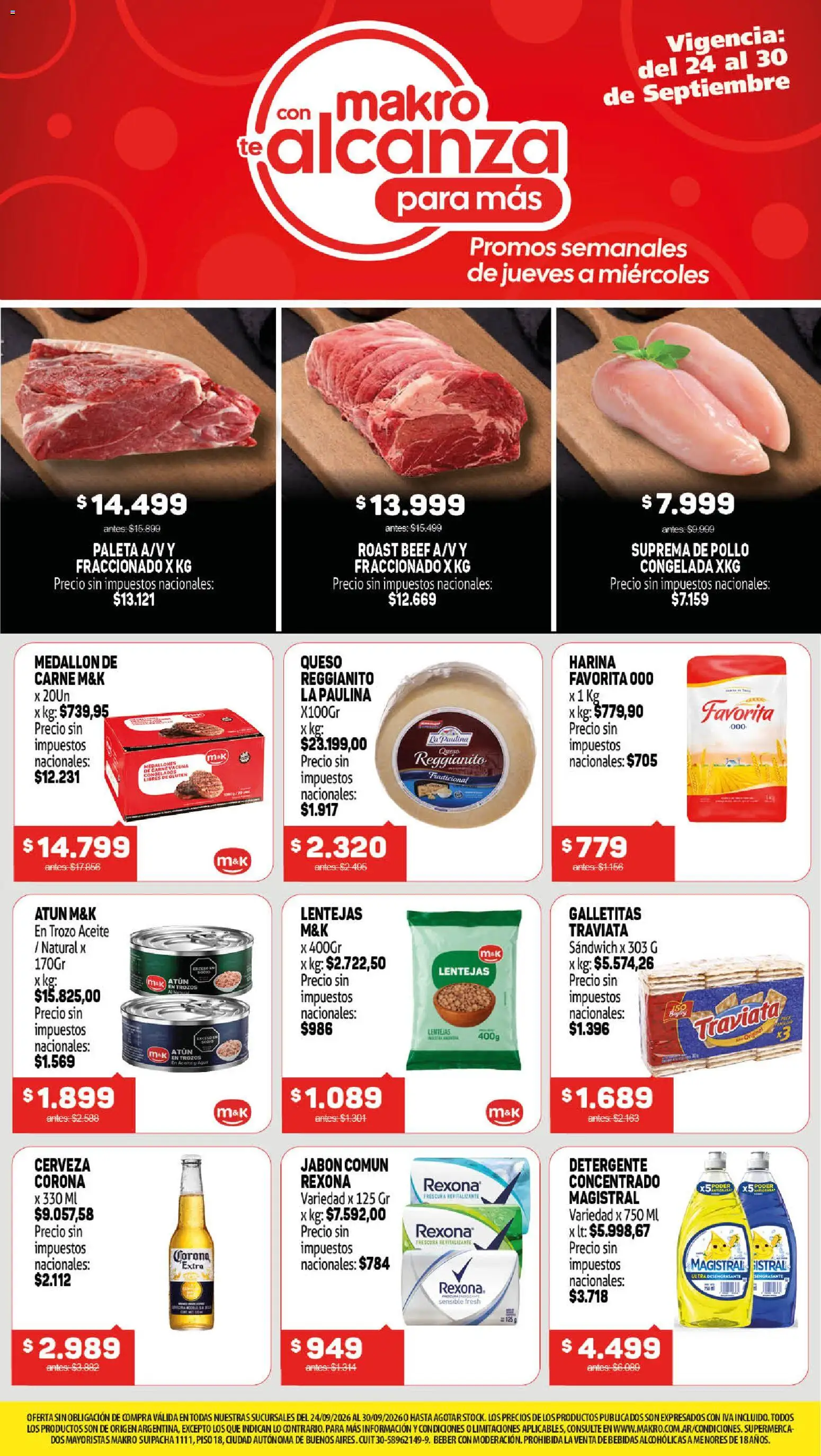 Makro Ofertas │ válido desde el 24/09/2026 | Página: 1 | Productos: Galletitas, Harina, Jabón, Detergente
