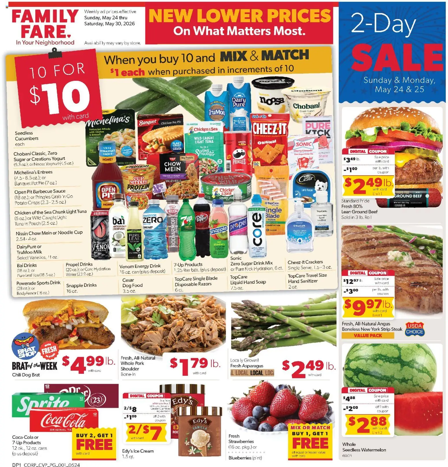 Family Fare Weekly Ad - valid from 24.05.2026 | Page: 1 | Products: Broccoli, Yogurt, Beef, Pepper