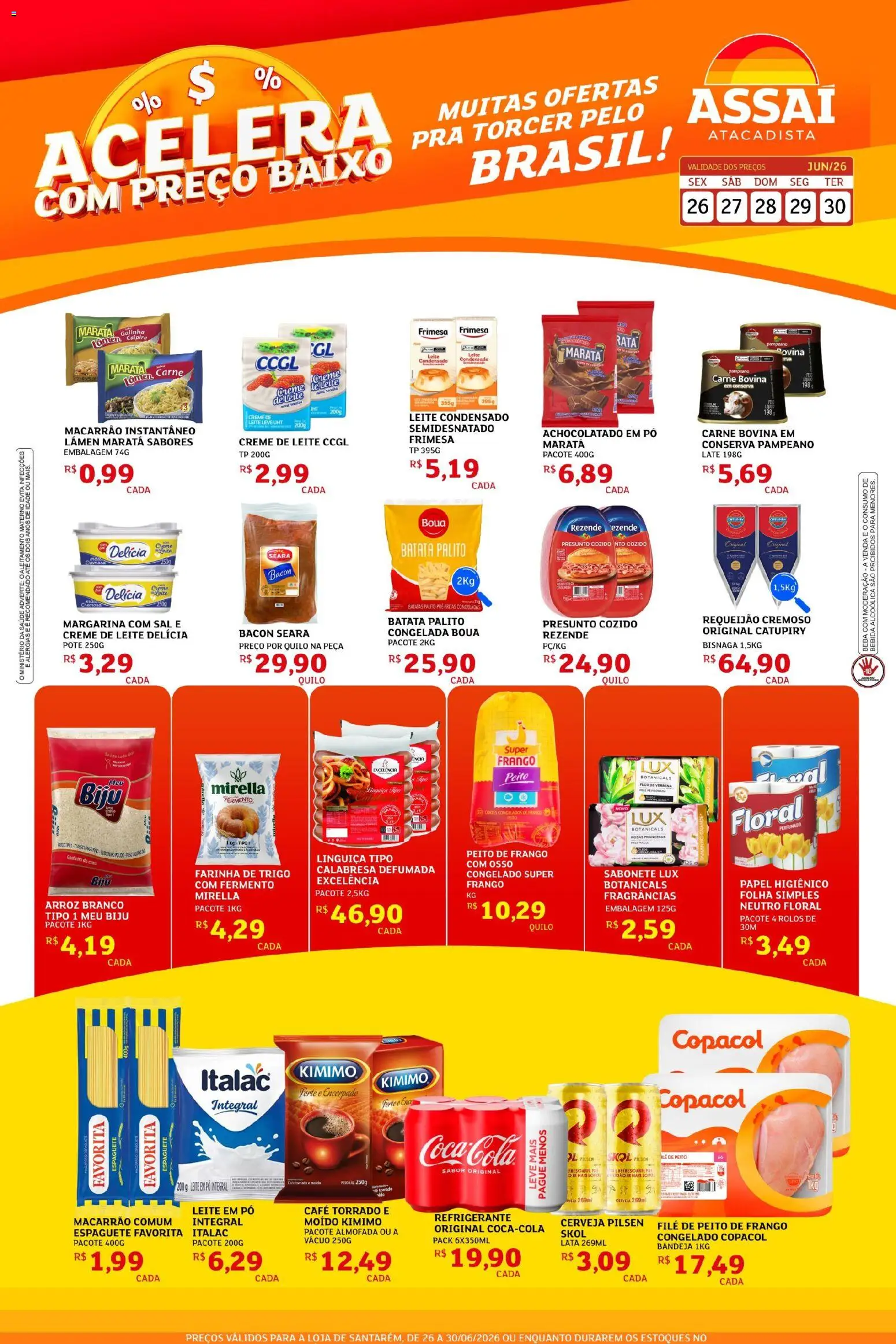 Assaí Atacadista Folheto - válido de 29/06/2026 | Página: 1 | Produtos: Espaguete, Leite, Baixo, Leite em pó