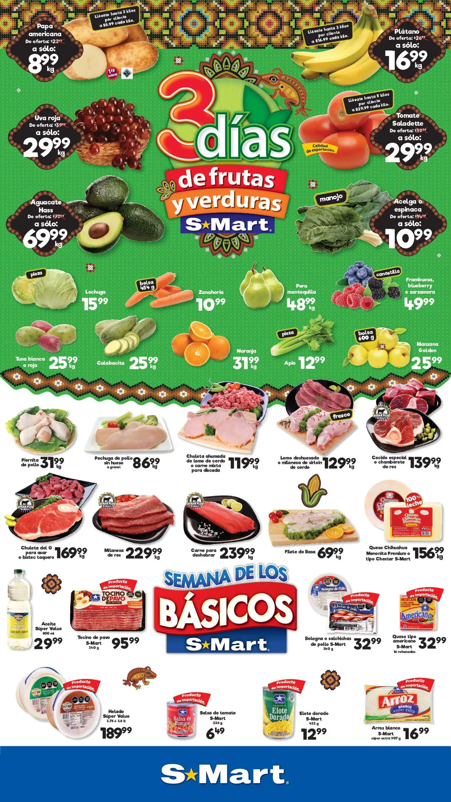 Nuevas ofertas de S-Mart válidas en toda la República Mexicana desde el 08/09/2026. ¡Encuentra las mejores ofertas en S-Mart folleto Juárez! | Página: 1 | Productos: Cerdo, Arroz, Salsa de tomate, Verduras