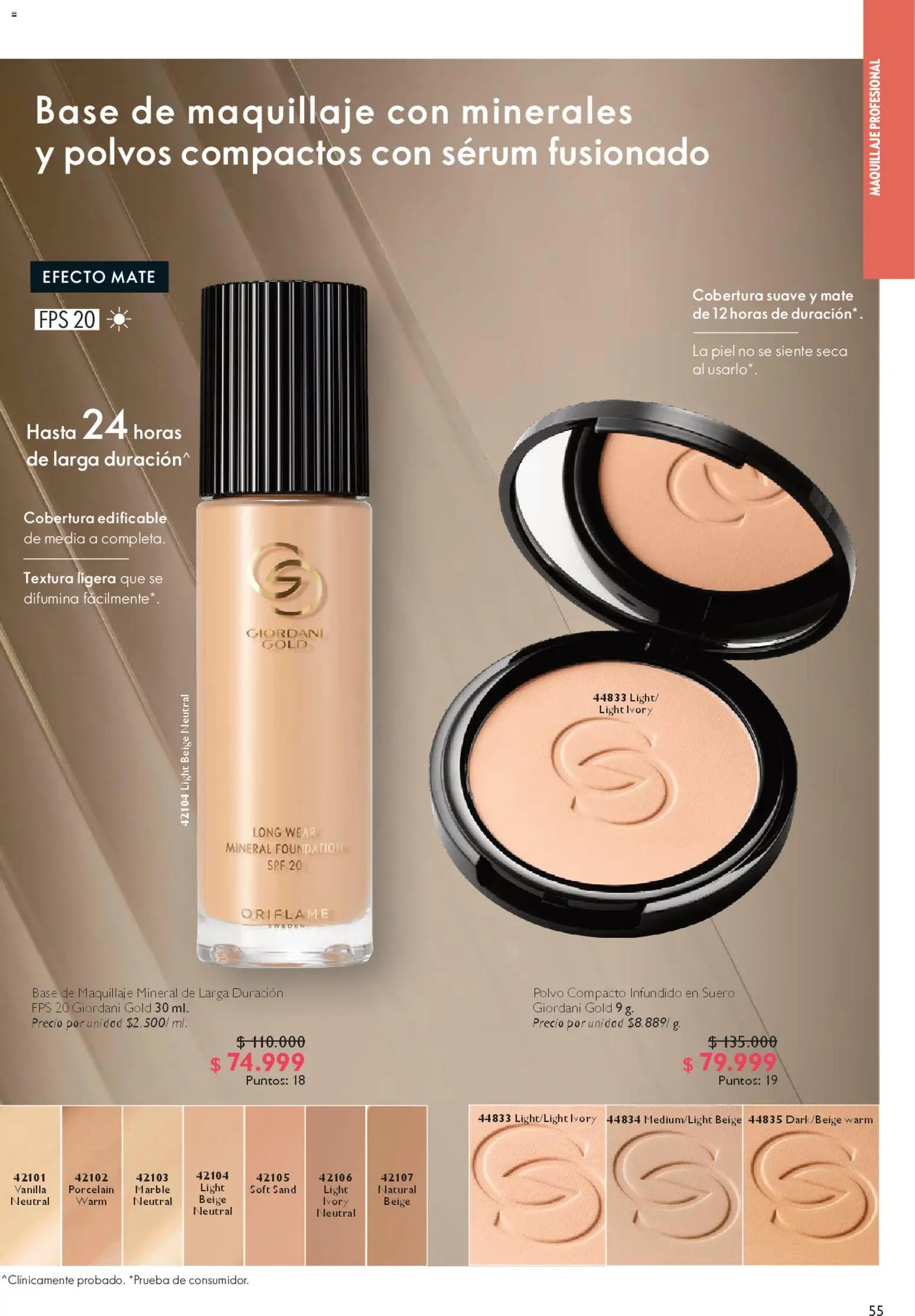 Oriflame revista - valida desde el 28.03.2026 | Página: 55 | Productos: Polvo compacto, Serum, Maquillaje, Polvo