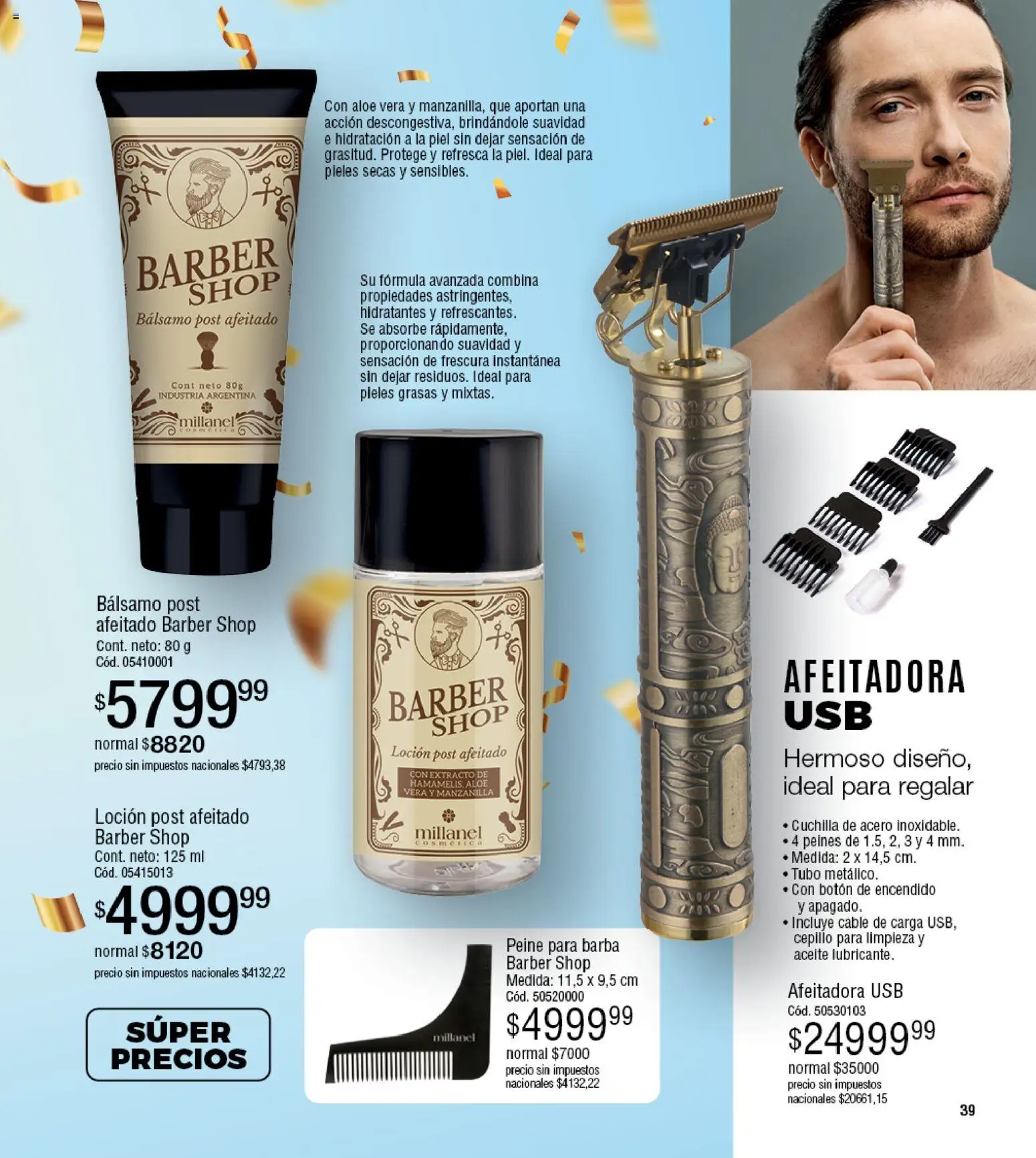 Millanel - Catálogo │ válido desde el 25.05.2026 | Página: 39 | Productos: Peine, Cepillo, Loción, Afeitadora