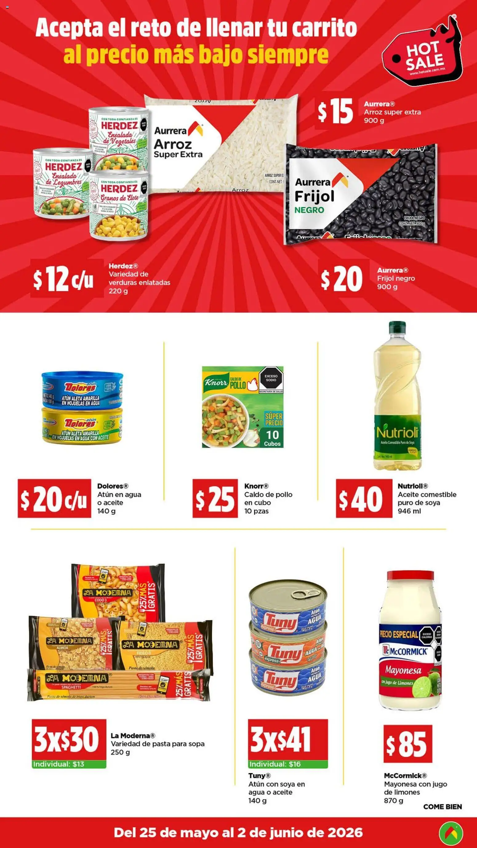 Nuevas ofertas de Bodega Aurrerá válidas en toda la República Mexicana desde el 25.05.2026. ¡Encuentra las mejores ofertas en Bodega Aurrerá Hot Sale! | Página: 4 | Productos: Mayonesa, Atún, Sopa, Aceite