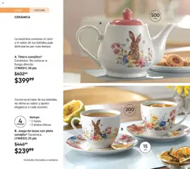 Vista previa de B. Juego de tazas con plato conejito*, Cerámica., nuevo folleto de la tienda, válido en México a partir del 10/07/2026 | Página: 124 | Productos: Tetera, Juego, Cocina