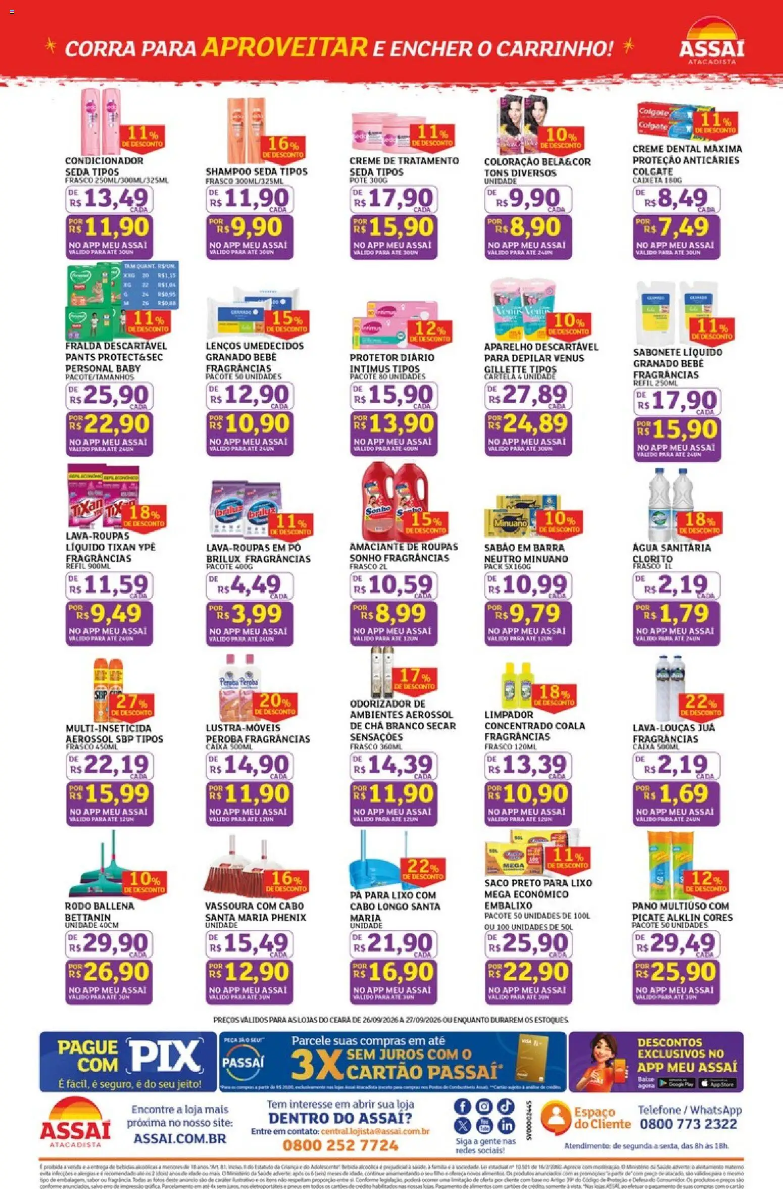 Assaí Atacadista Folheto - válido de 26/09/2026 | Página: 4 | Produtos: Roupas, Chá branco, Sabonete líquido, Vassoura