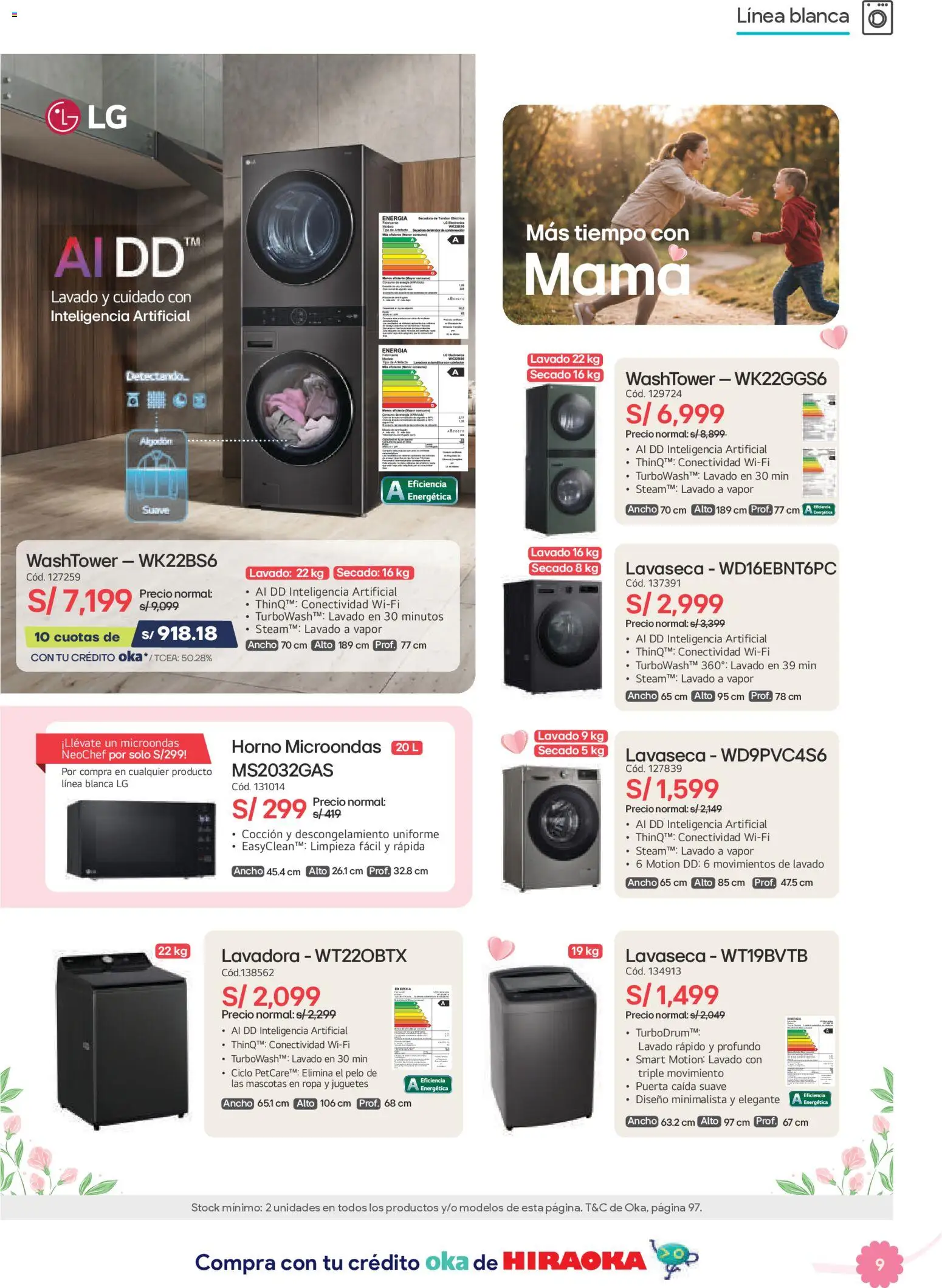 Catálogo Hiraoka válido desde 25.04.2026 | Página: 9 | Productos: Lavadora, Secadora, Horno, Horno microondas