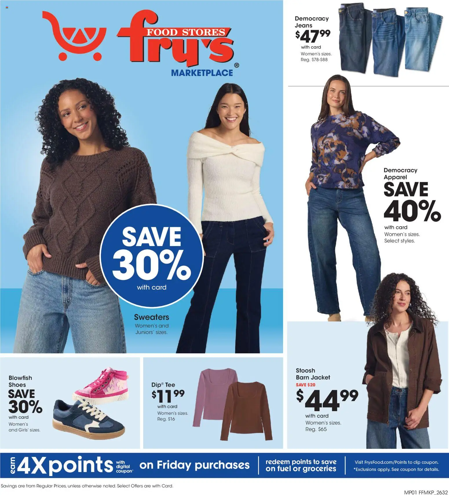 Fry's Food Home & Apparel - valid from 09/09/2026 | Page: 1 | Products: Clip, Groceries, Jacket, Jeans