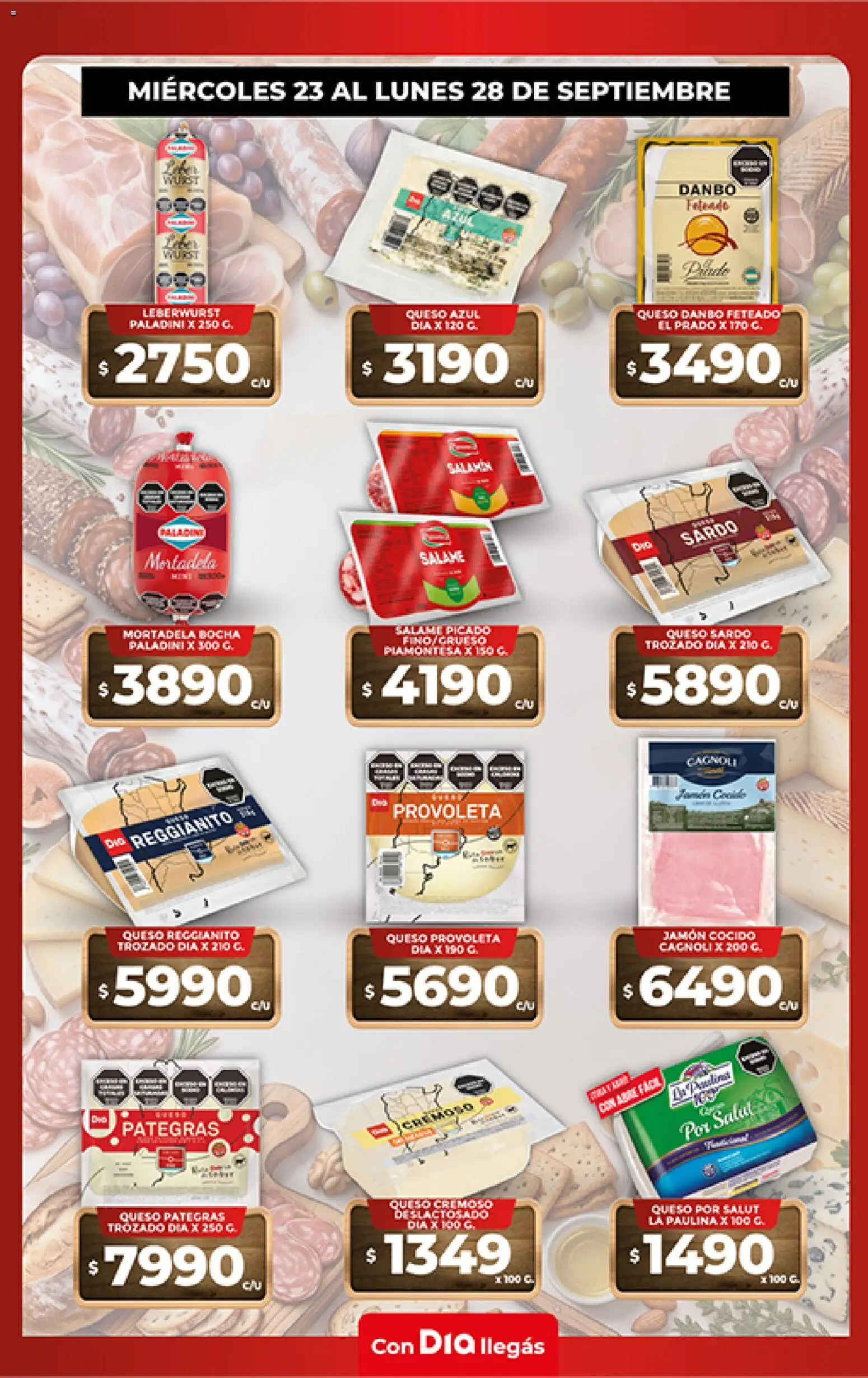Supermercado DIA - Especial Frescos │ válido desde el 23/09/2026 | Página: 2 | Productos: Mortadela, Queso azul, Jamón, Salame