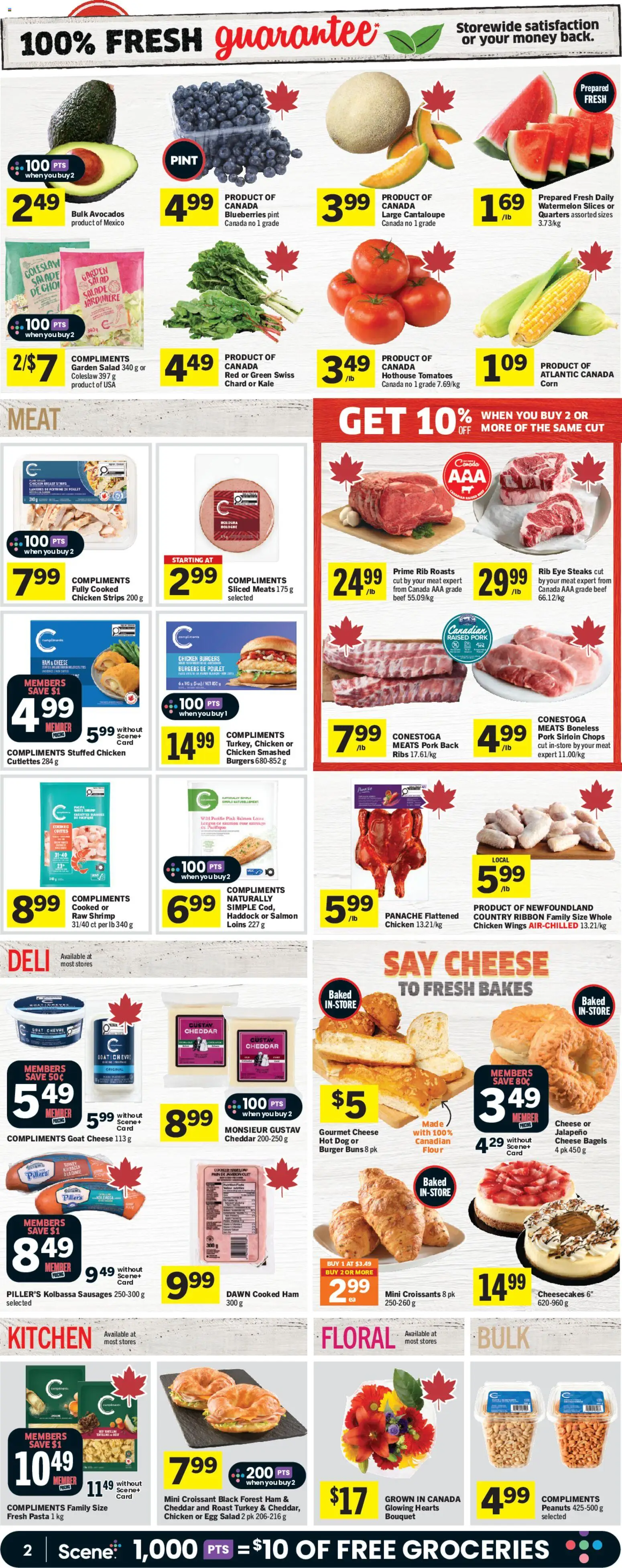 Foodland flyer valid from Aug 6, 2026 | Page: 4 | Products: Blueberries, Peanuts, Chicken breast, Ham