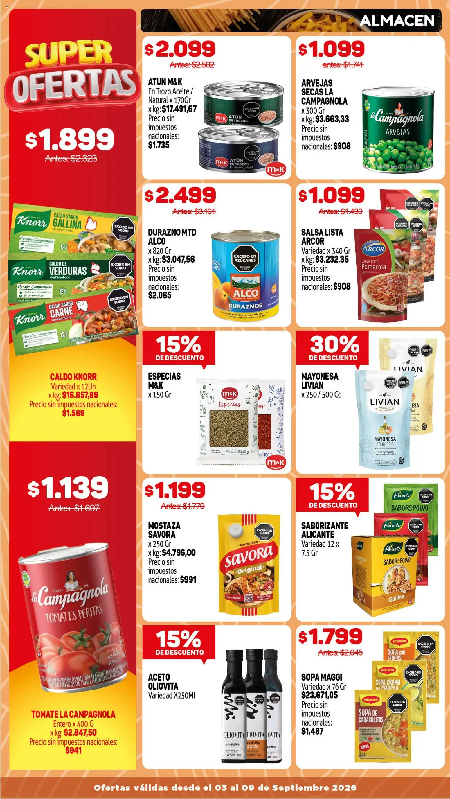 Makro Ofertas │ válido desde el 03/09/2026 | Página: 6 | Productos: Mayonesa, Arvejas, Sopa, Tomates
