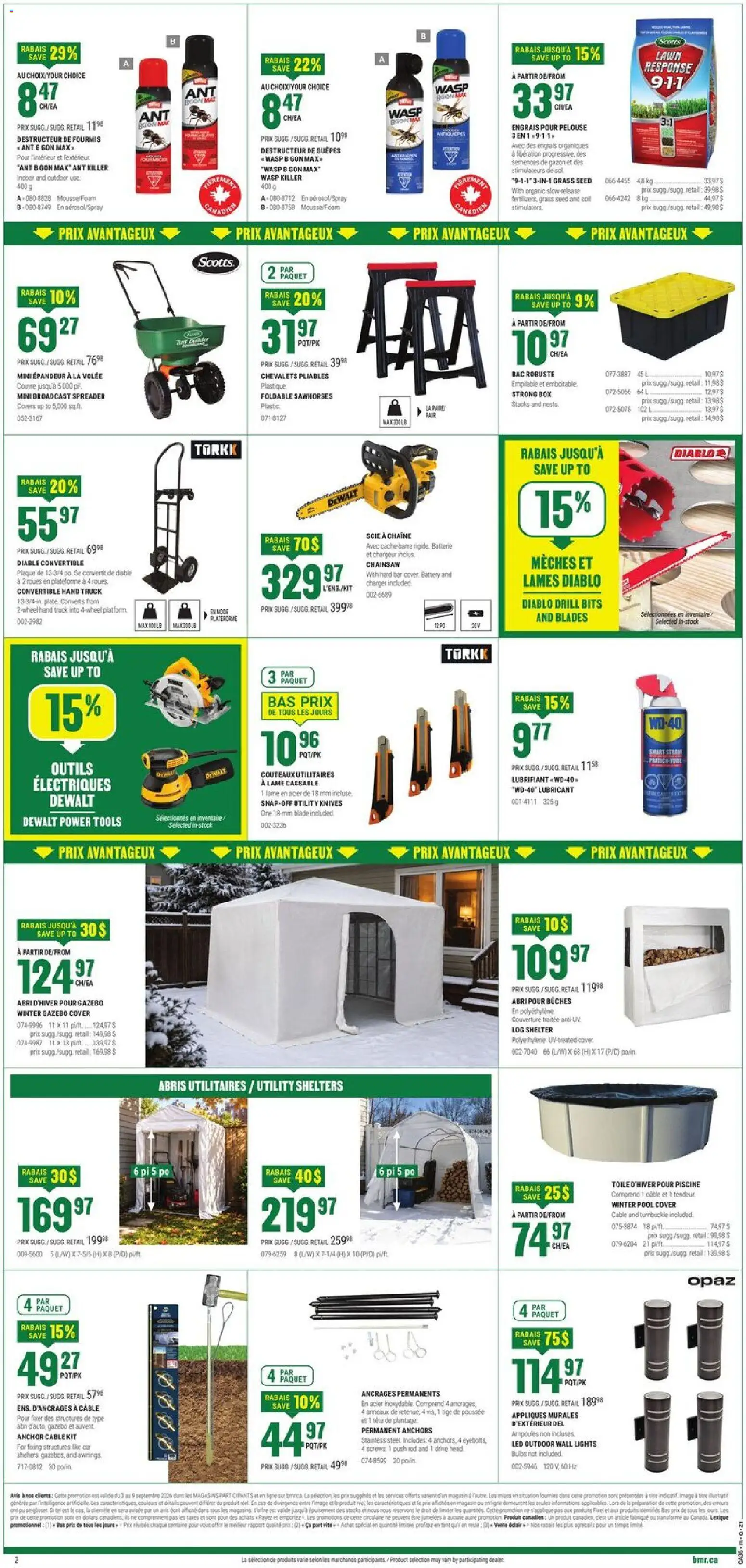 BMR flyer valid from Sep 3, 2026 | Page: 3 | Products: Lubricant, Foam, Tools, Knives