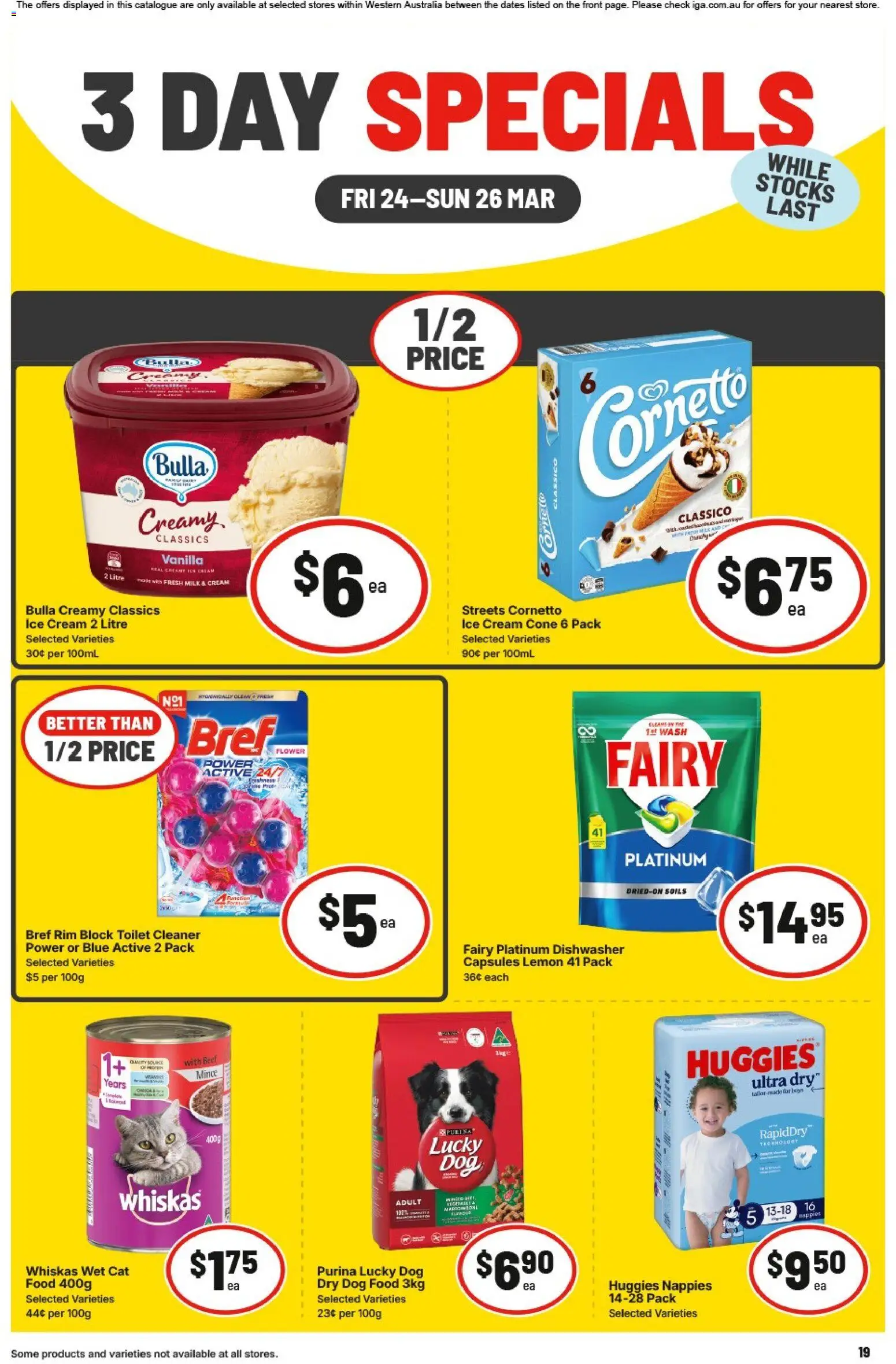 IGA catalogue - valid from 24.04.2026 | Page: 3 | Products: Toilet, Milk, Dog food, Dishwasher