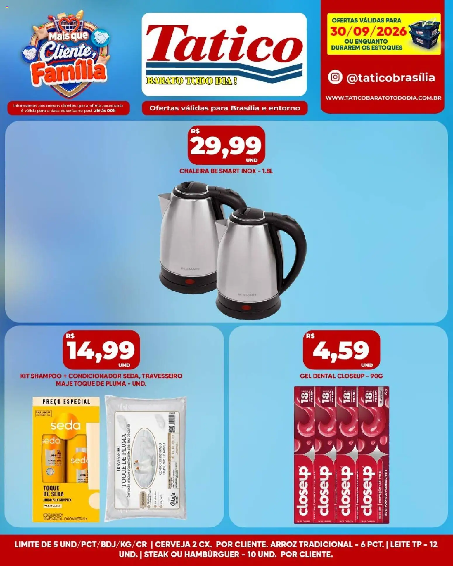 Tatico Folheto - válido de 30/09/2026 | Página: 12 | Produtos: Chaleira, Steak, Condicionador, Hambúrguer