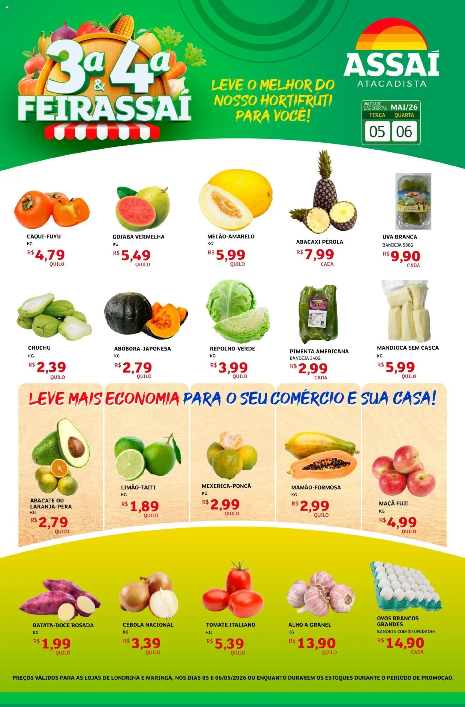 Assaí Atacadista Folheto - válido de 05.05.2026 | Página: 1 | Produtos: Goiaba, Chuchu, Cebola, Abacaxi