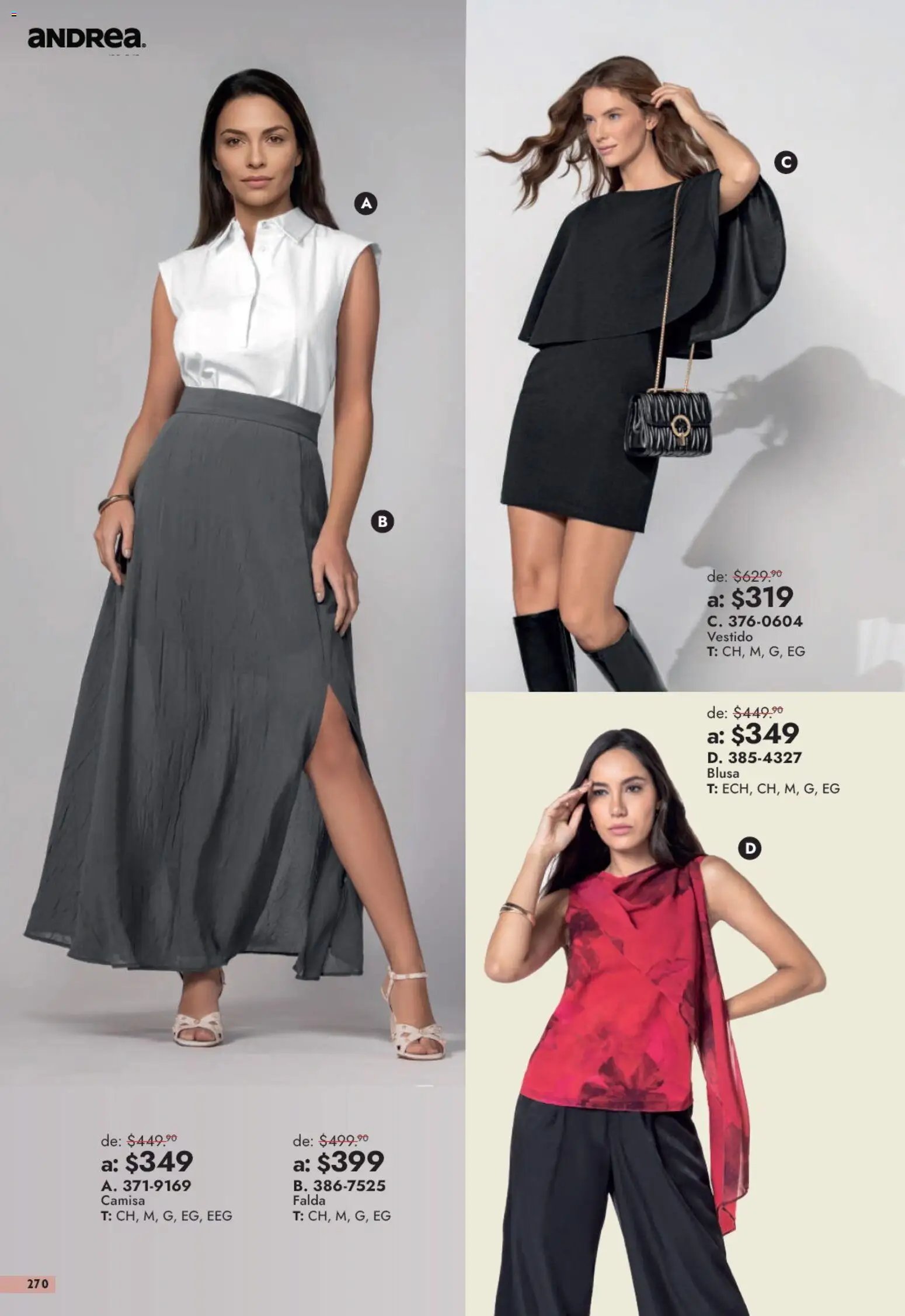 Nuevas ofertas de Andrea válidas en toda la República Mexicana desde el 13/09/2026. ¡Encuentra las mejores ofertas en Andrea catálogo Outlet! | Página: 270 | Productos: Blusa, Camisa, Vestido, Falda