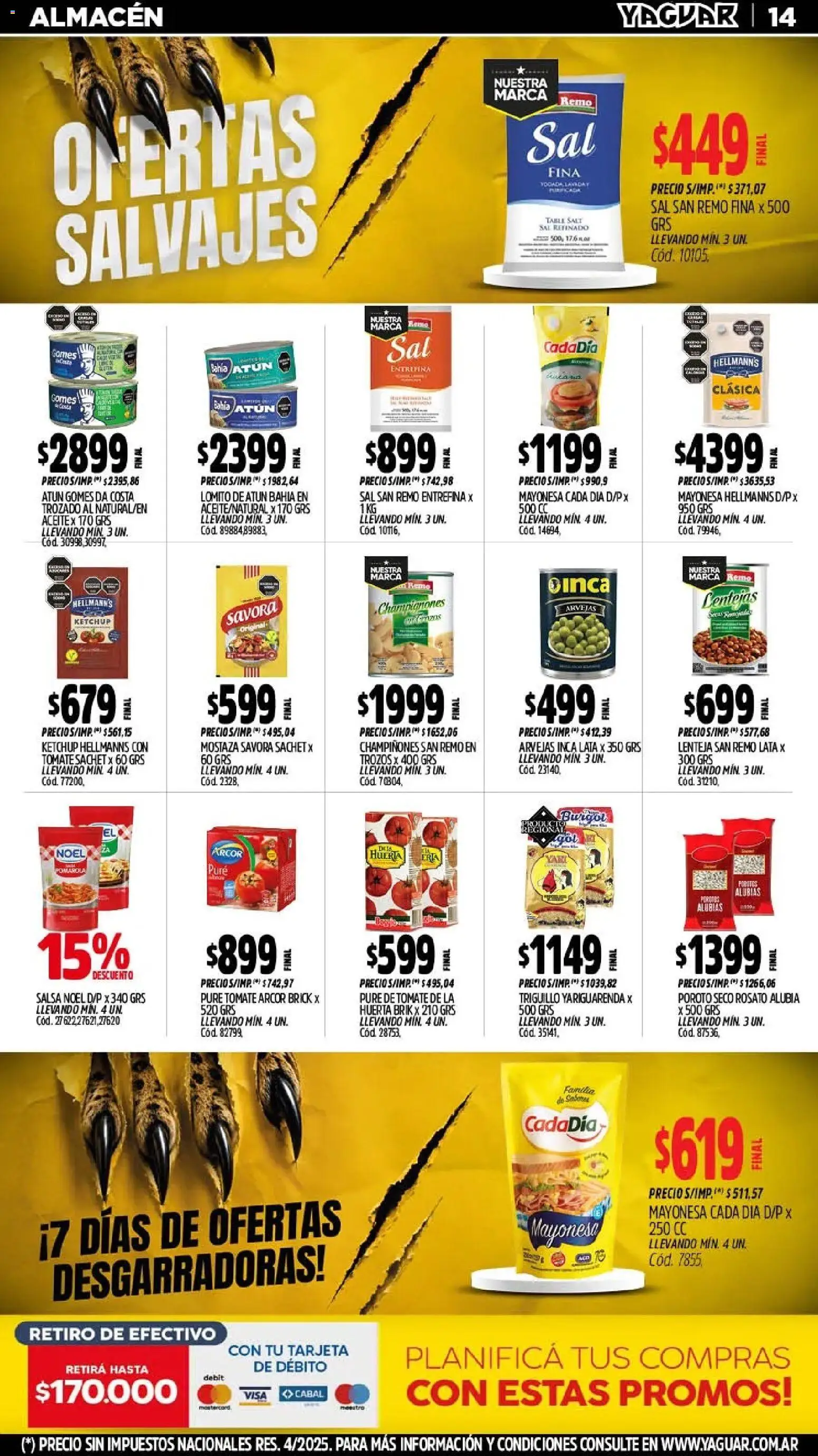 Yaguar - Oferta Semanal Jujuy │ válido desde el 10/08/2026 | Página: 15 | Productos: Mayonesa, Arvejas, Tomate, Pure de Tomate
