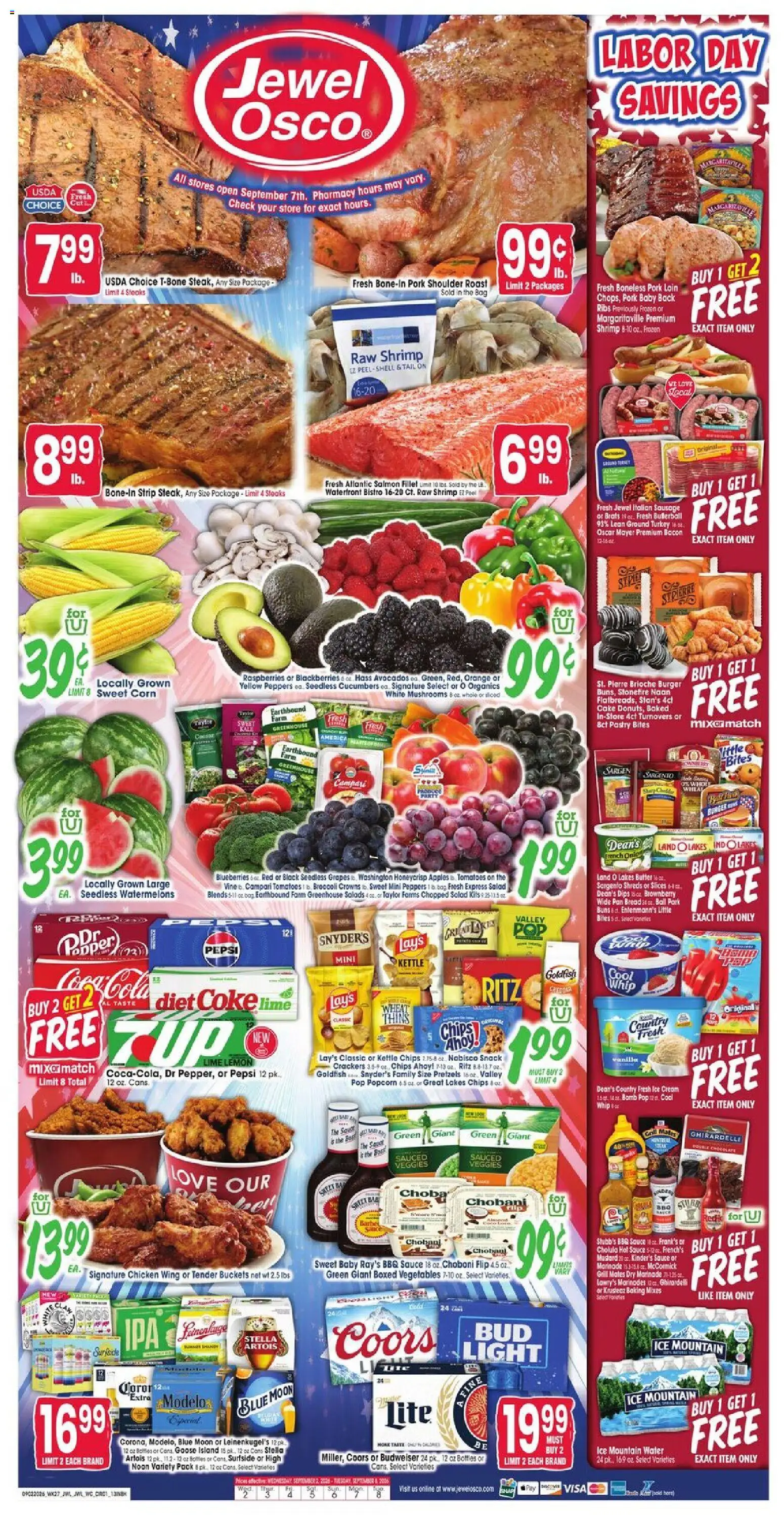 Jewel Osco Weekly Ad - valid from 09/02/2026 | Page: 1 | Products: Pork shoulder, Crackers, Mustard, Sausage