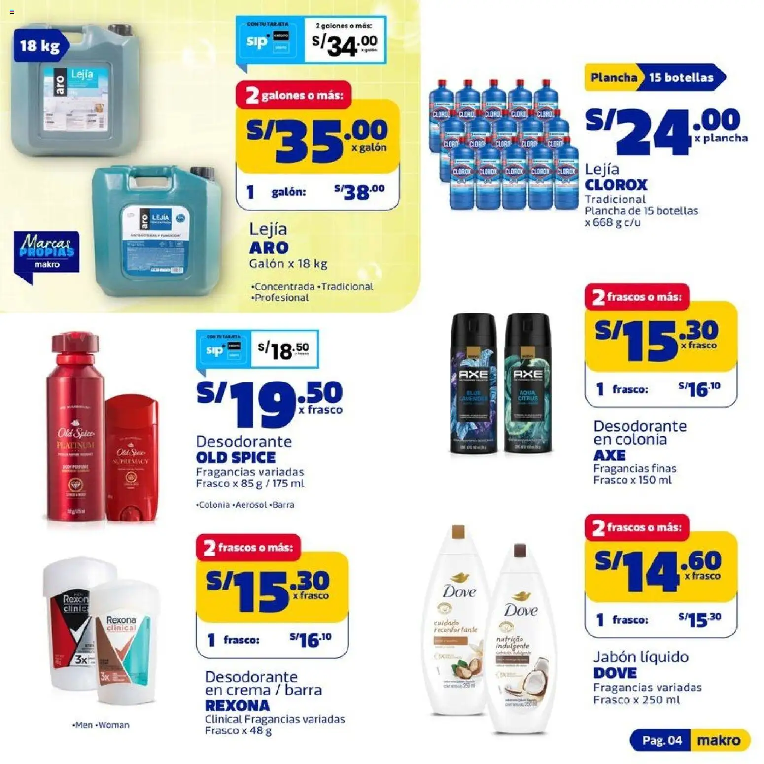 Catálogo Makro válido desde 13/08/2026 | Página: 4 | Productos: Jabón, Desodorante, Plancha, Crema
