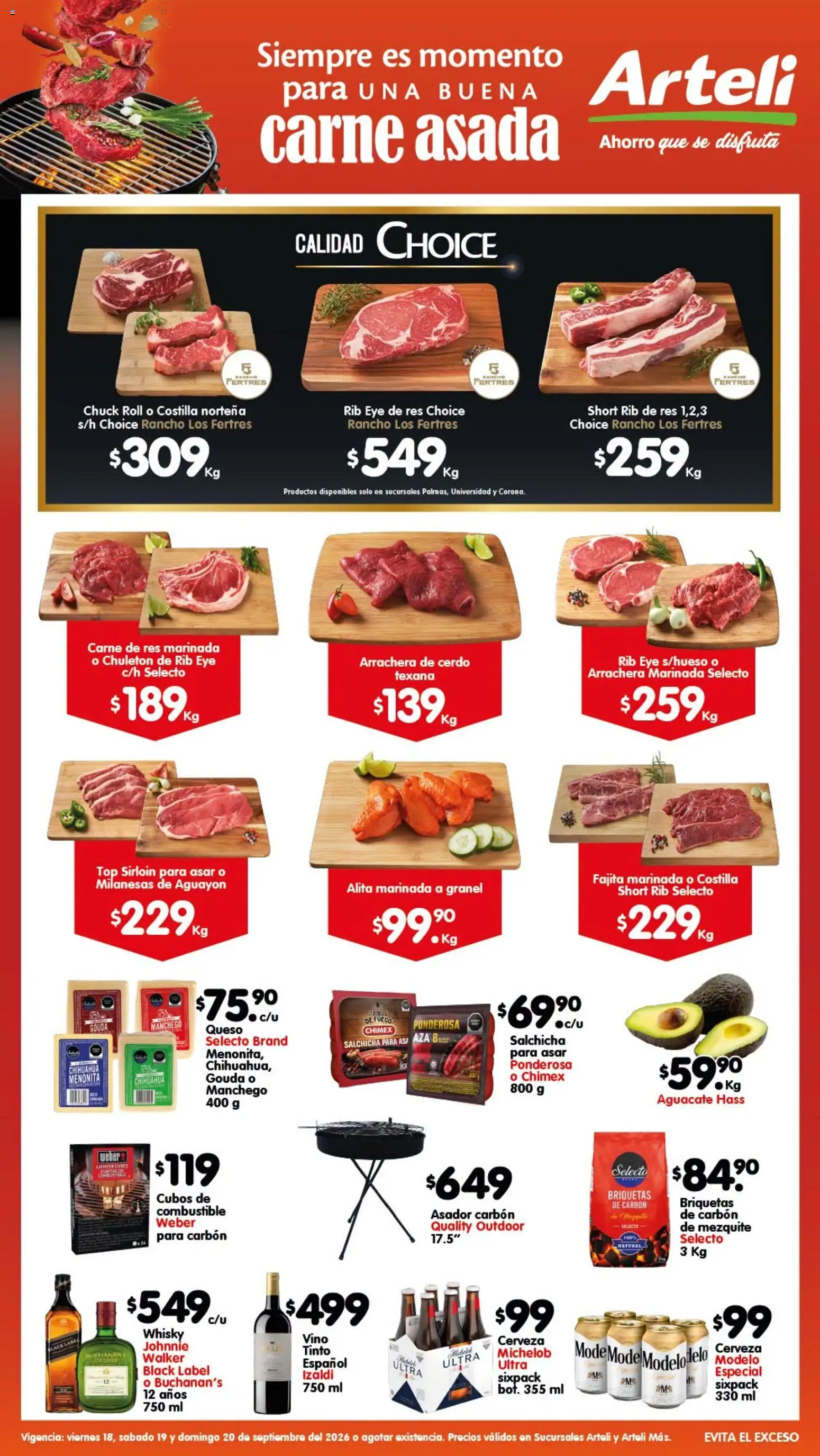 Nuevas ofertas de Arteli válidas en toda la República Mexicana desde el 18/09/2026. ¡Encuentra las mejores ofertas en Arteli folleto Carnes & Cortes! | Página: 1 | Productos: Milanesas, Salchicha, Cerdo, Res