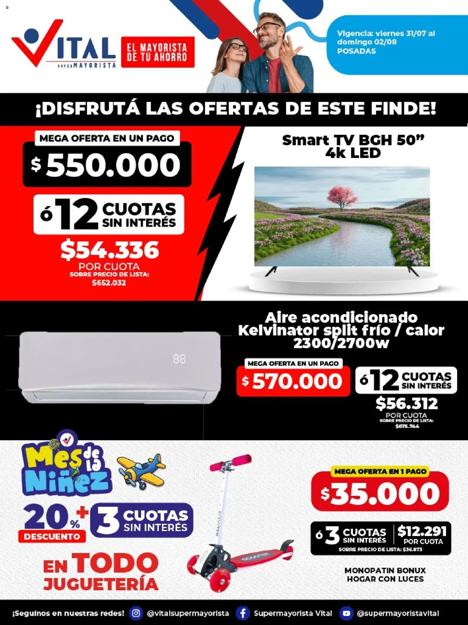 Vital - Ofertas fin POSADAS │ válido desde el 31/07/2026 | Página: 1 | Productos: Monopatin, Aire acondicionado, Sobre