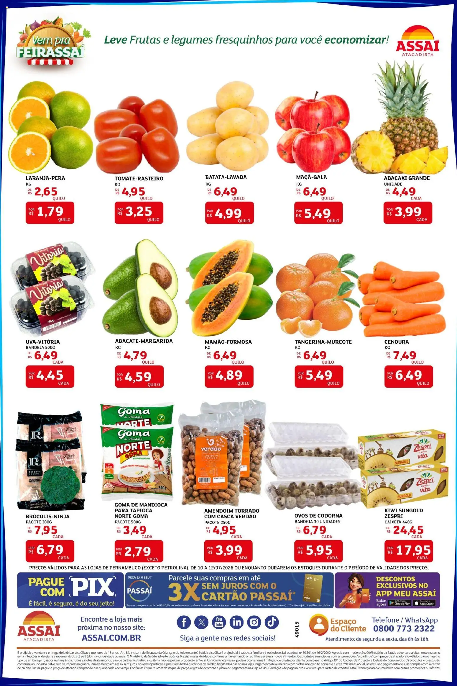 Assaí Atacadista Folheto - válido de 10/07/2026 | Página: 3 | Produtos: Ovos, Cenoura, Bebida, Ovos de codorna