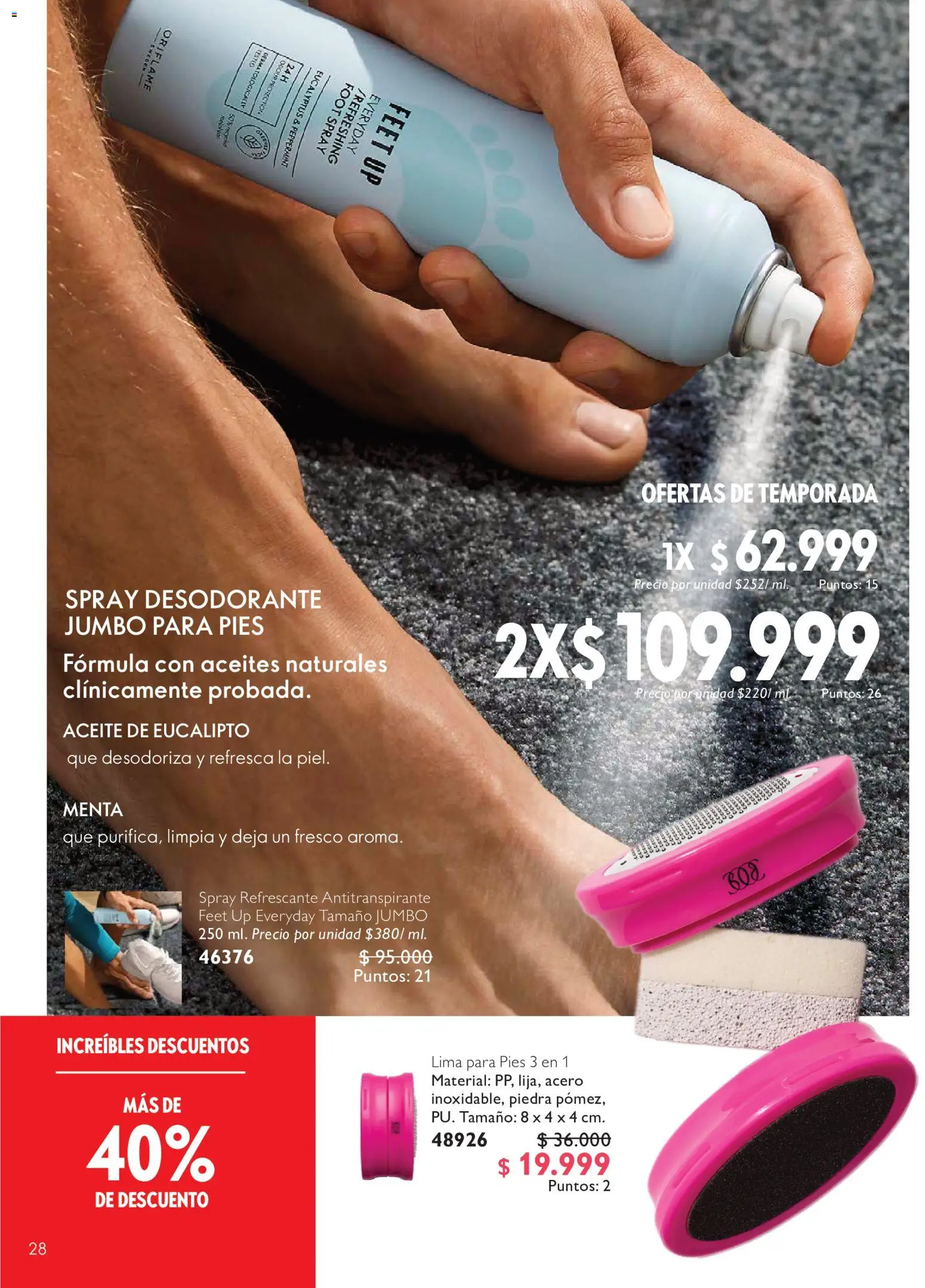 Oriflame revista - valida desde el 01/08/2026 | Página: 28 | Productos: Desodorante, Antitranspirante, Aceite