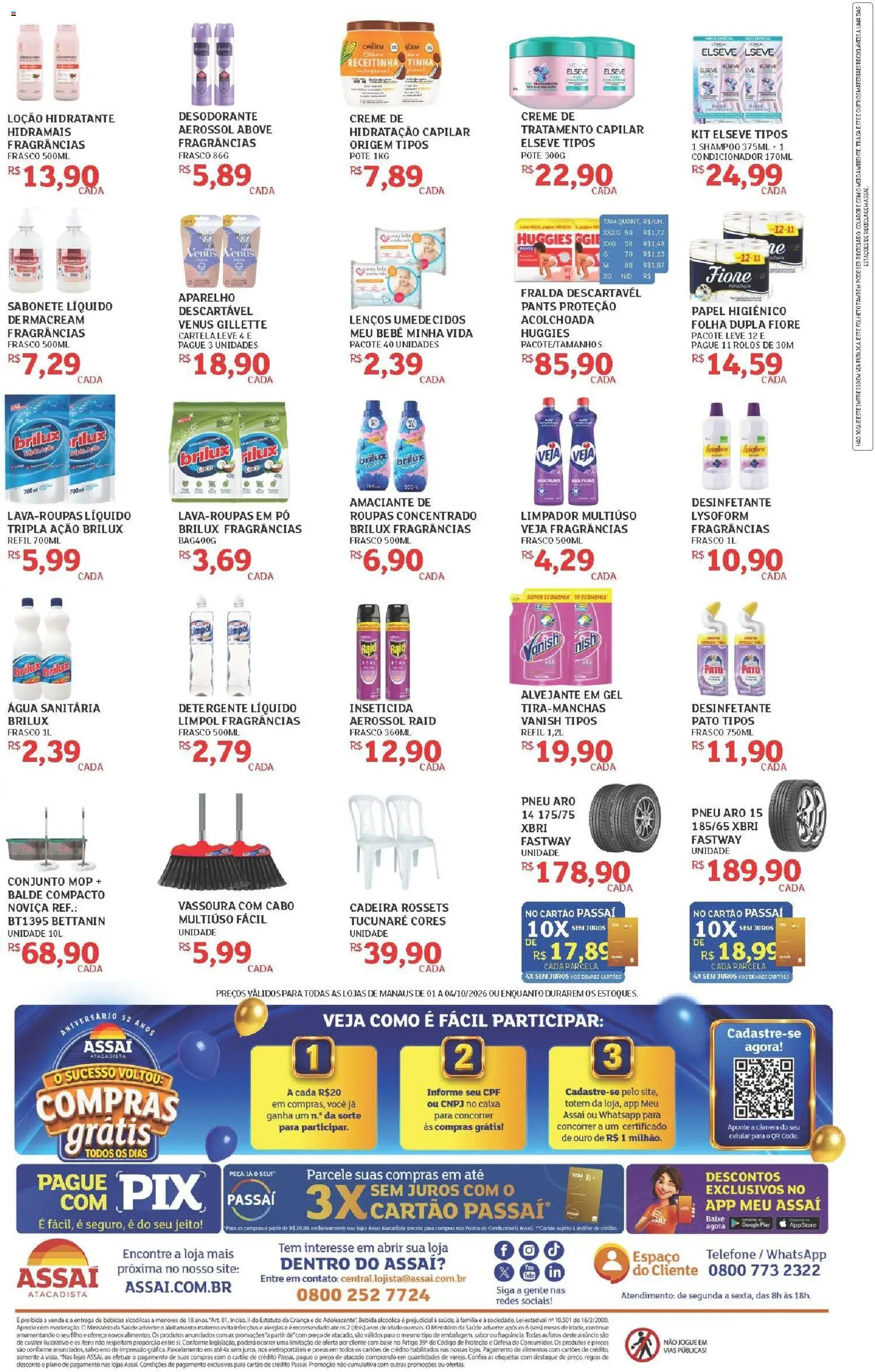Assaí Atacadista Folheto - válido de 01/10/2026 | Página: 4 | Produtos: Detergente, Cadeira, Creme, Balde