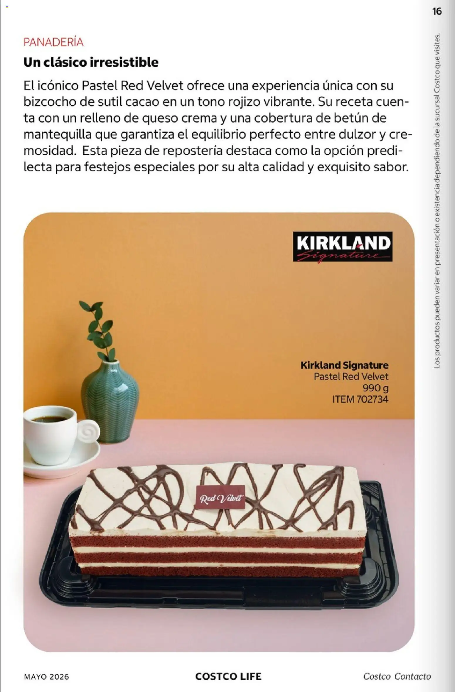 Nuevas ofertas de Costco válidas en toda la República Mexicana desde el 01.05.2026. ¡Encuentra las mejores ofertas en Costco Revista Mayo 2026! | Página: 16 | Productos: Queso crema, Mantequilla, Pastel, Panadería