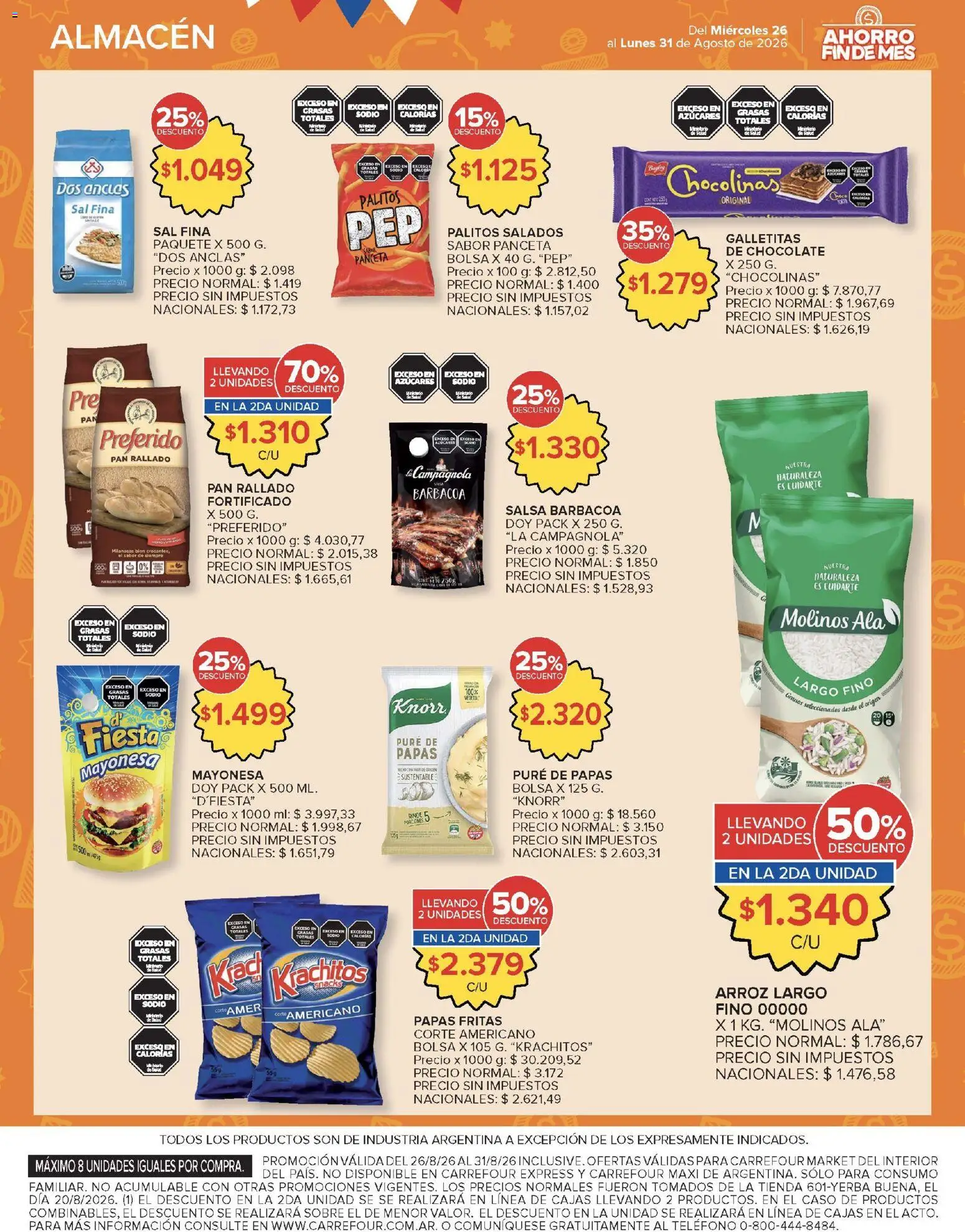 Carrefour Market catálogo │ válido desde el 26/08/2026 | Página: 6 | Productos: Milanesas, Mayonesa, Chocolate, Pan rallado