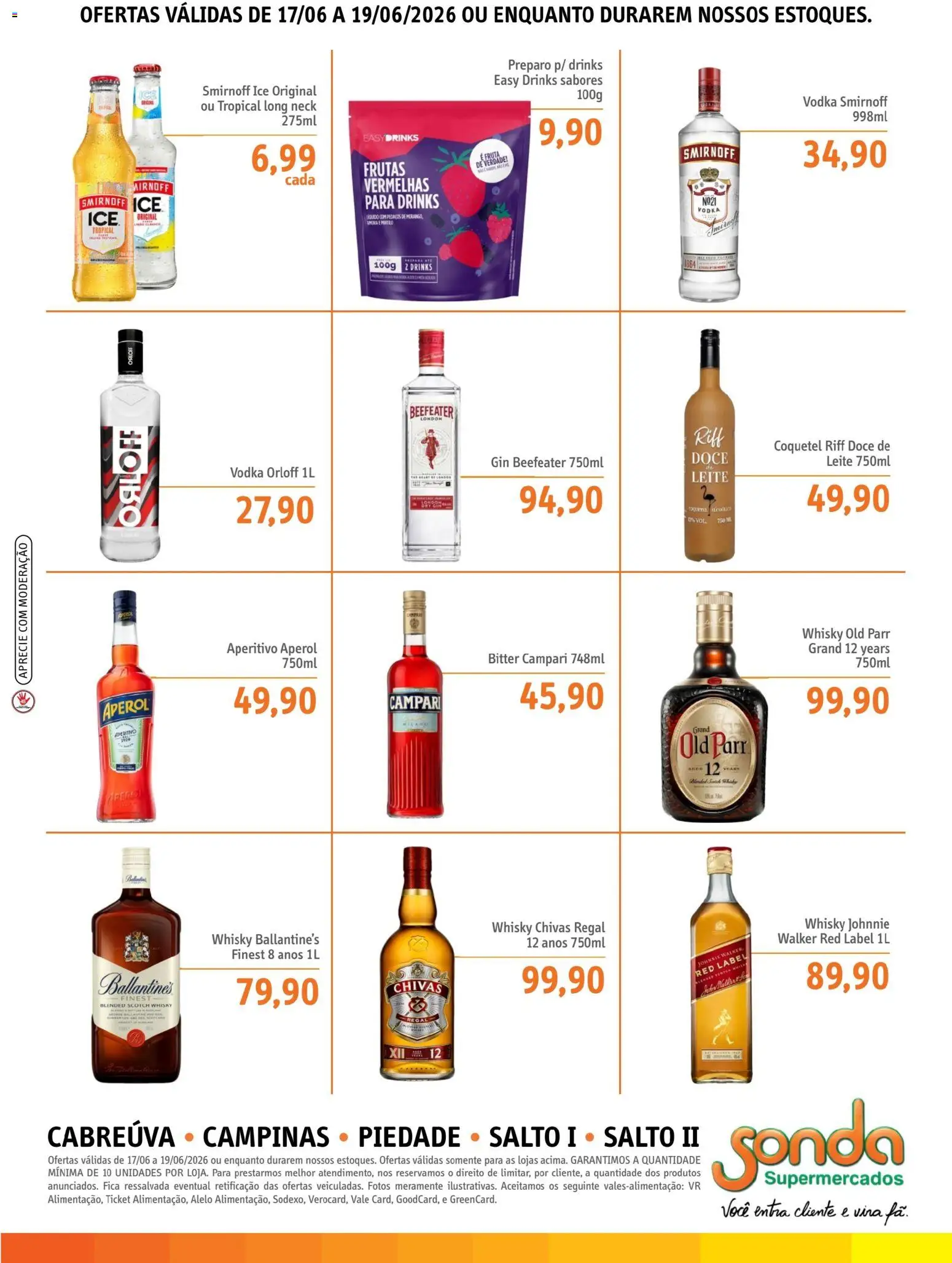 Sonda Folheto - válido de 17.06.2026 | Página: 4 | Produtos: Whisky, Leite, Gin, Campari