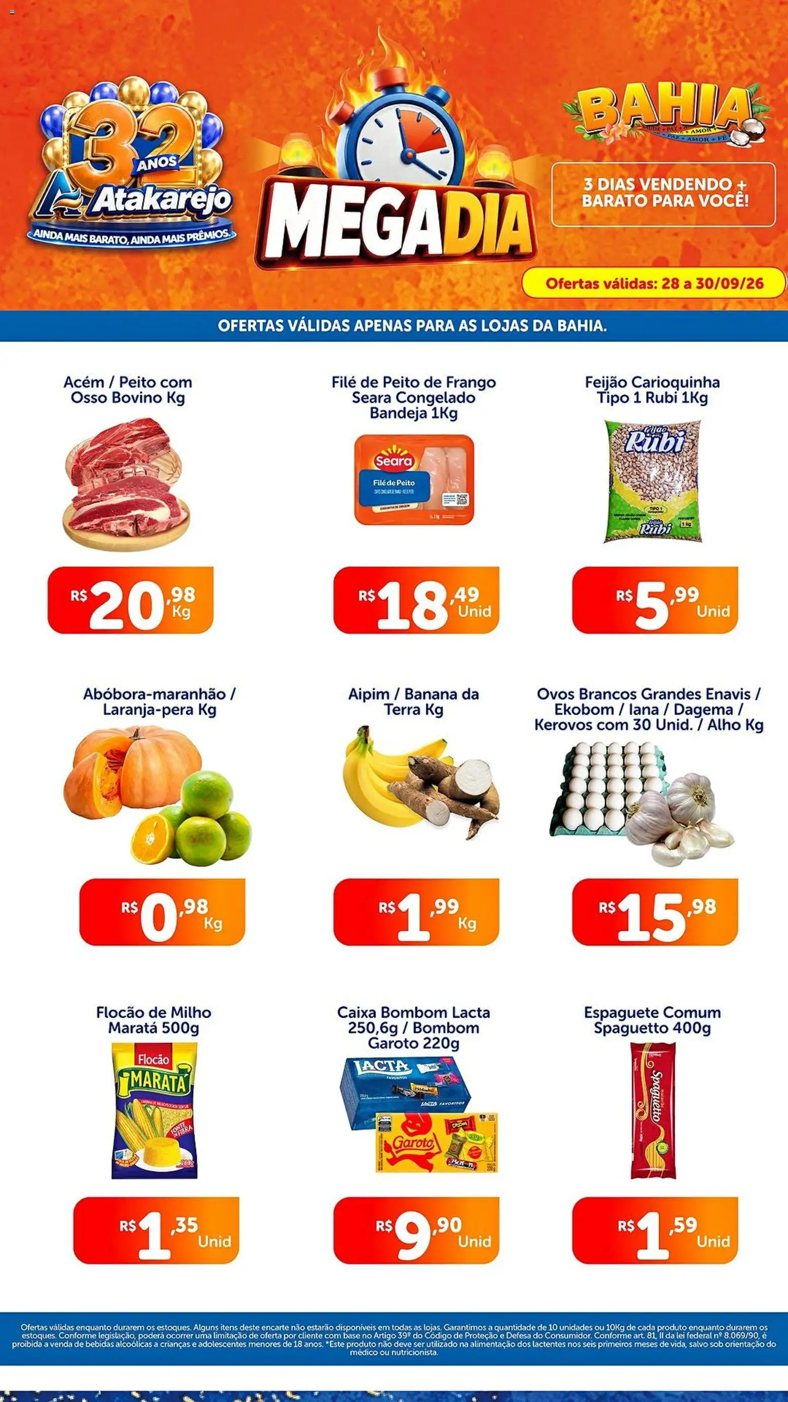 Atakarejo Folheto - válido de 28/09/2026 | Página: 1 | Produtos: Feijão, Bebidas, Bombom, Peito de frango