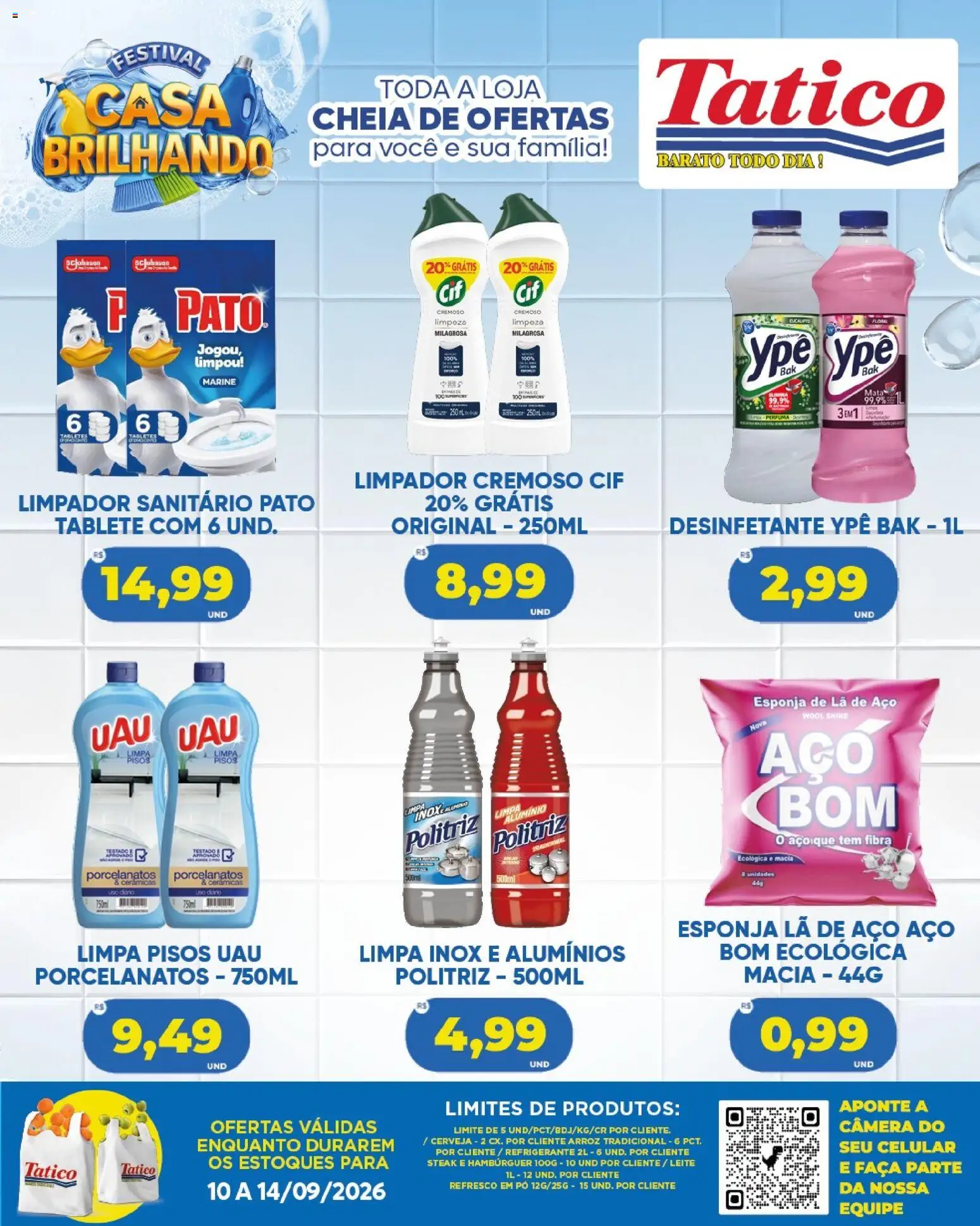 Tatico Folheto - válido de 12/09/2026 | Página: 23 | Produtos: Limpa inox, Leite, Hambúrguer, Desinfetante