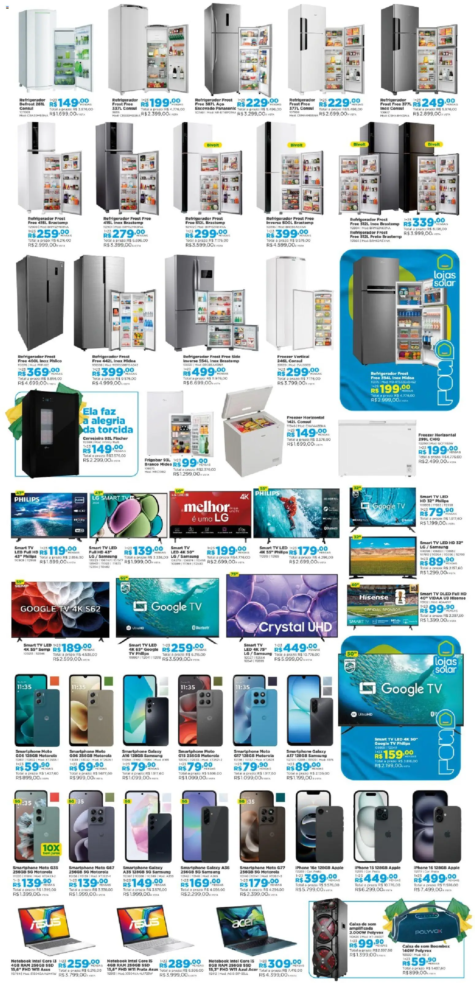 Lojas Solar Folheto - válido de 01.06.2026 | Página: 6 | Produtos: Iphone, smart TV, Freezer, Smartphone