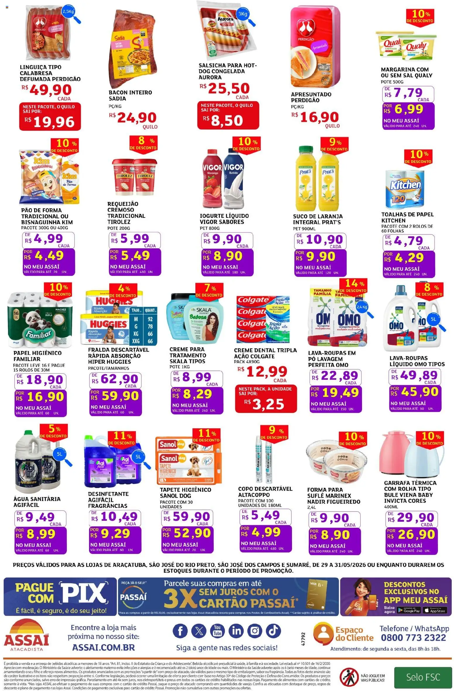 Assaí Atacadista Folheto - válido de 29.05.2026 | Página: 2 | Produtos: Salsicha, Suco, Bebida, Creme dental