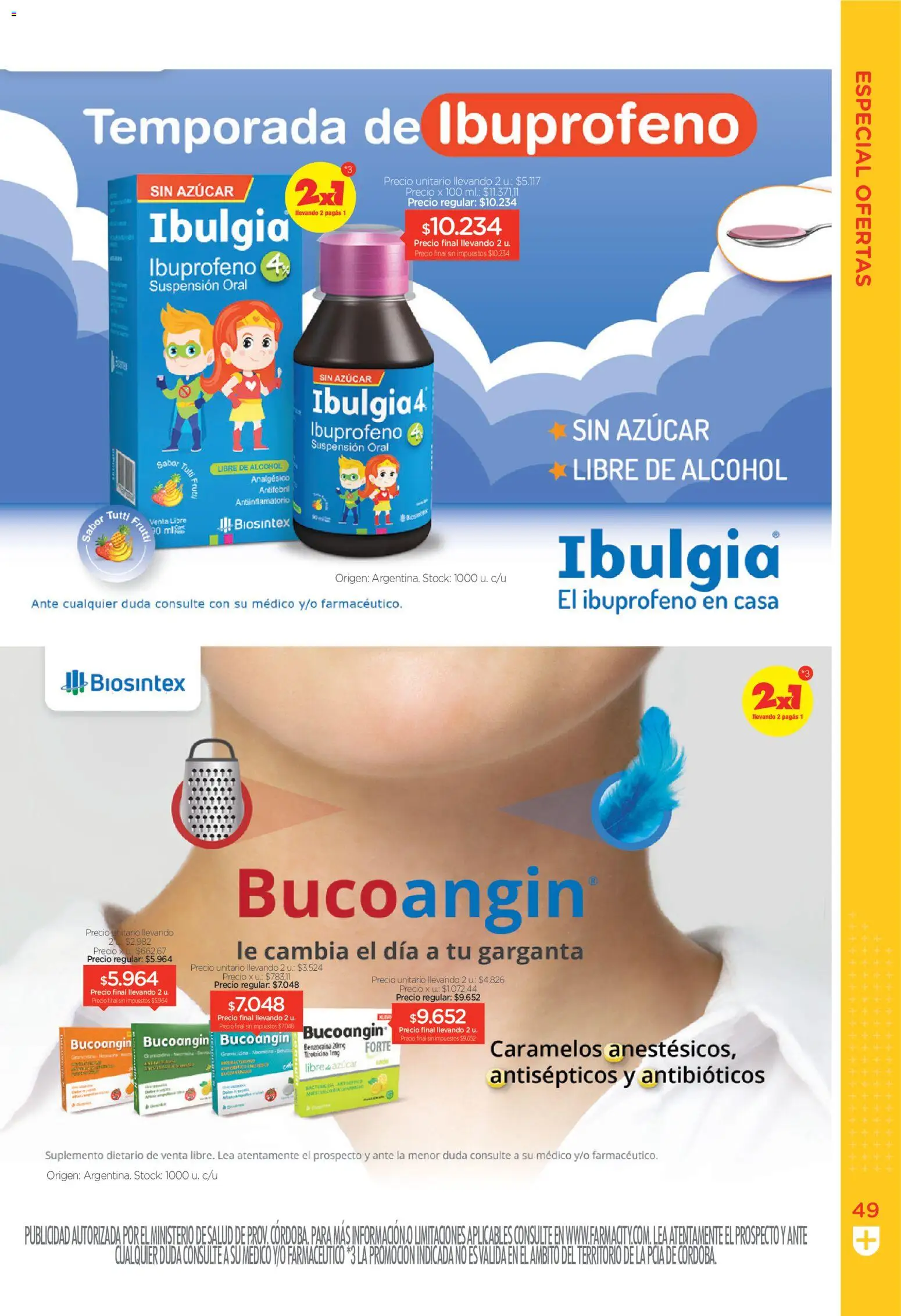 Farmacity catálogo │ válido desde el 02.06.2026 | Página: 49 | Productos: Suplemento dietario, Azucar, Analgésico, Antiinflamatorio