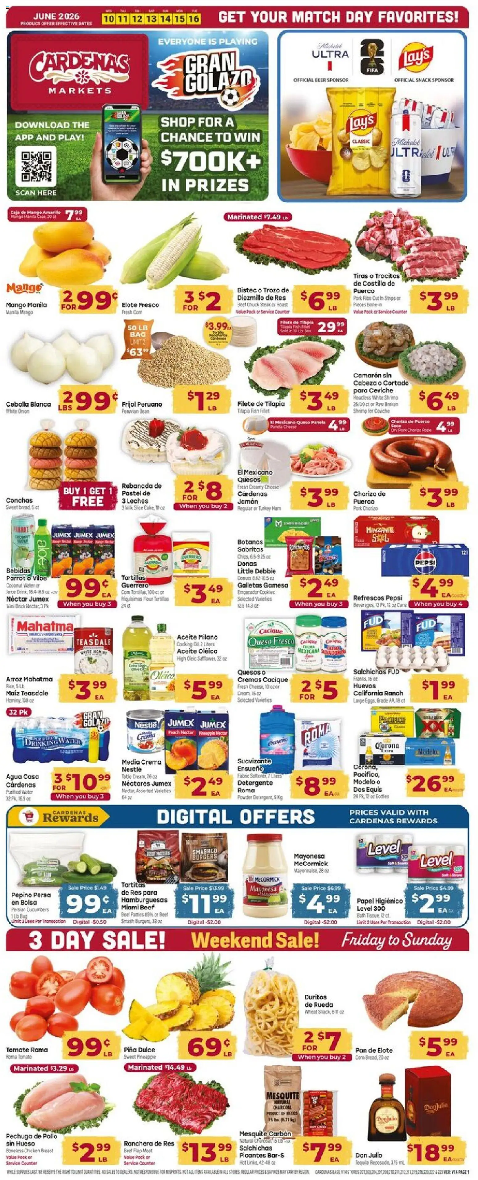 Cardenas Weekly Ad - valid from 10.06.2026 | Page: 1 | Products: Table, Pan, Bread, Beet