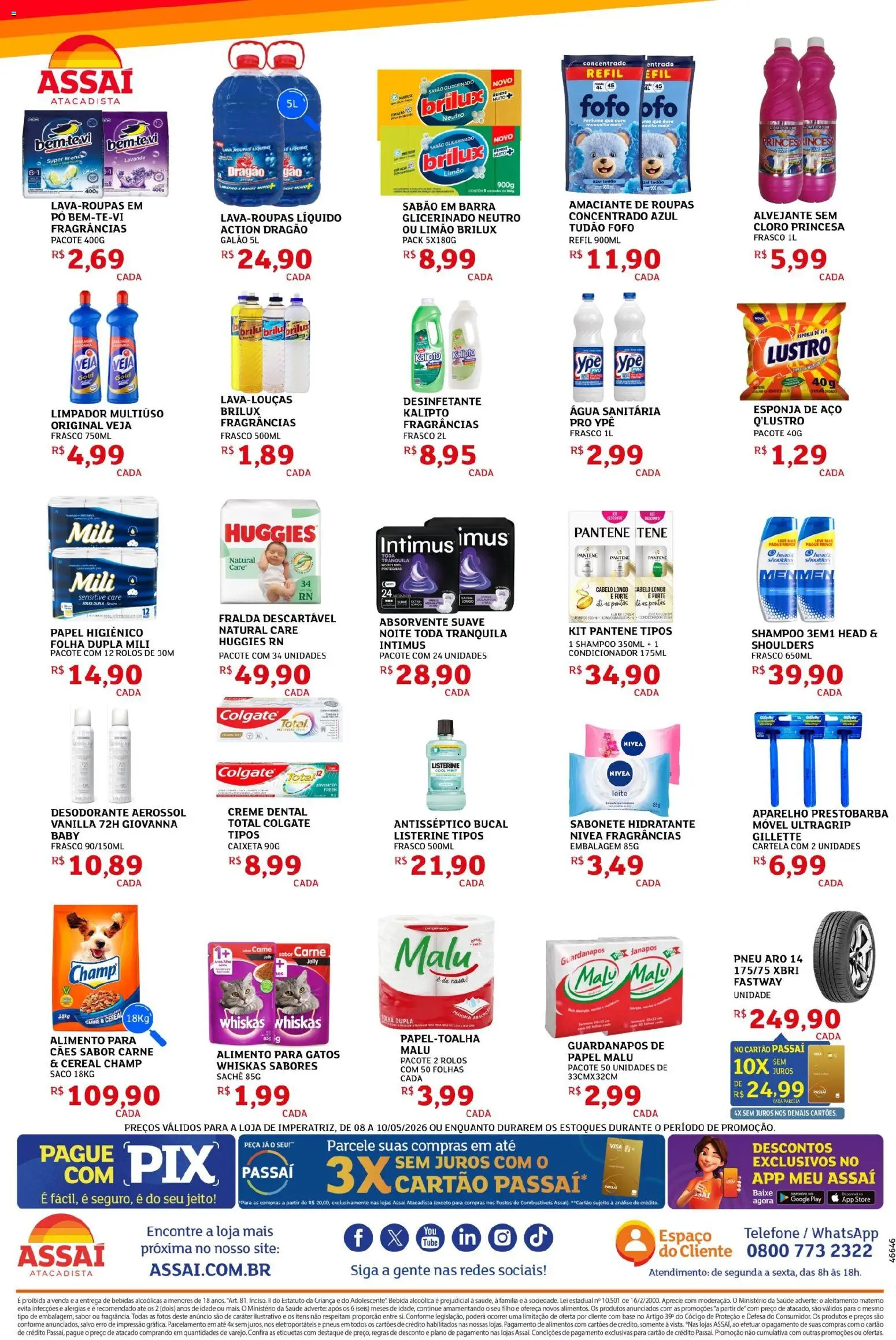 Assaí Atacadista Folheto - válido de 08.05.2026 | Página: 4 | Produtos: Shampoo, Perfume, Leite, Papel higiênico