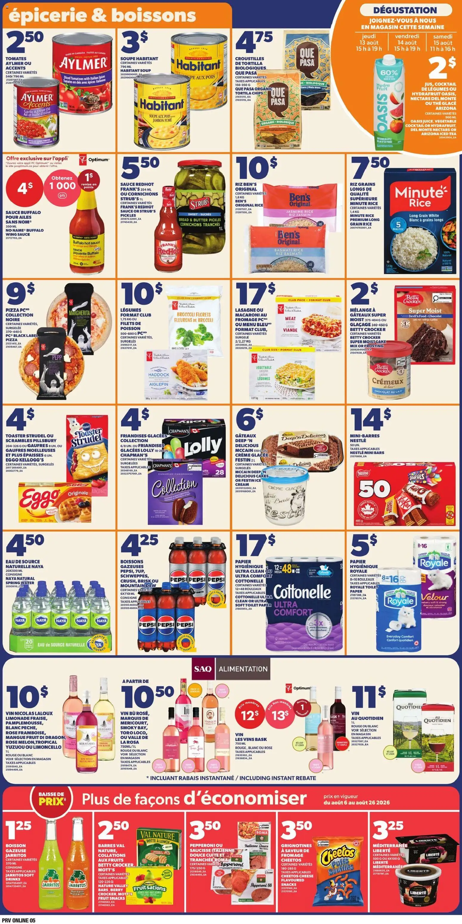 Provigo flyer valid from Aug 13, 2026 | Page: 7 | Products: Meat, Basmati rice, Garlic, Pizza