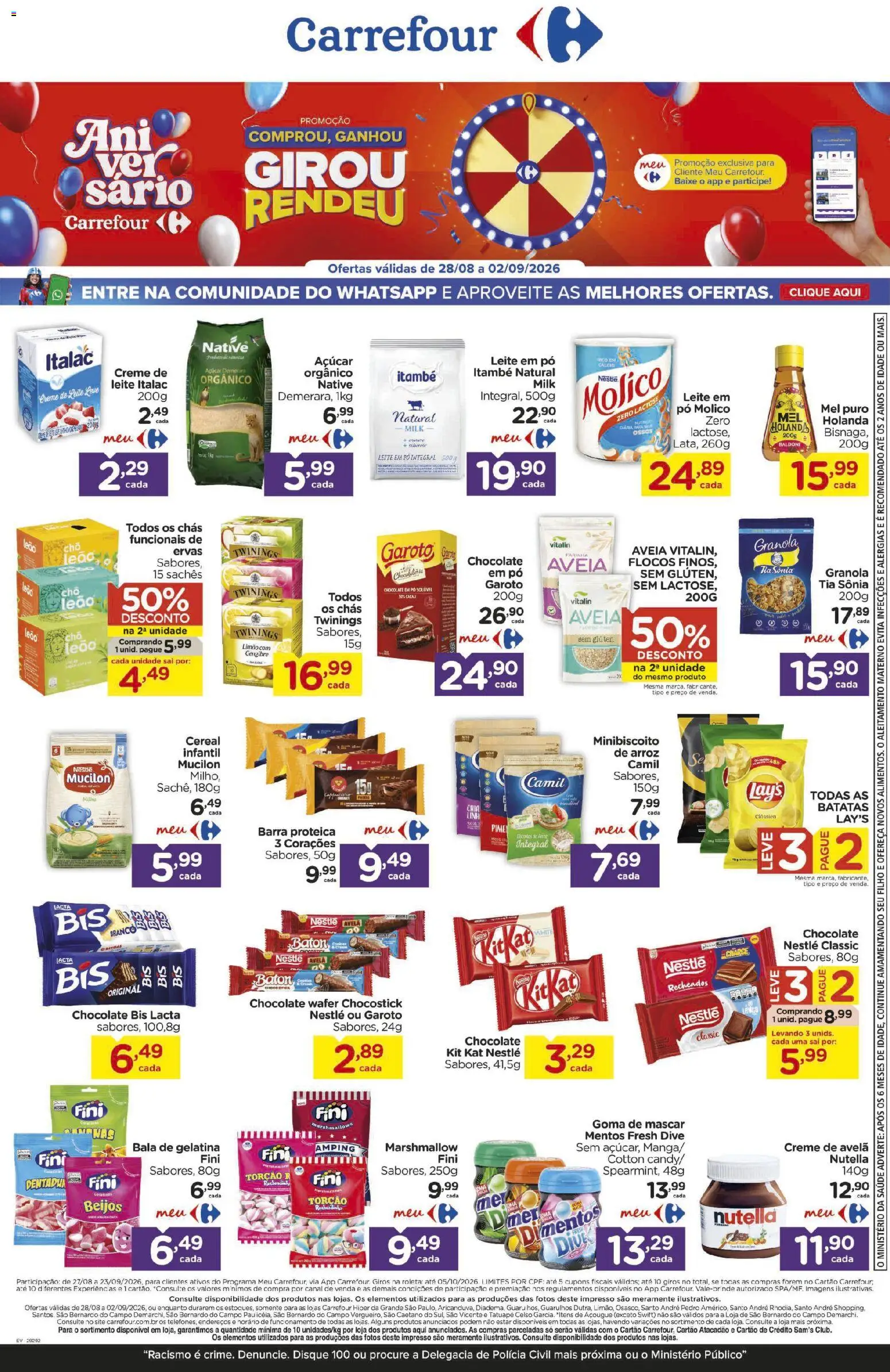 Carrefour Folheto - válido de 28/08/2026 | Página: 1 | Produtos: Batatas, Gengibre, Kit Kat, Milho
