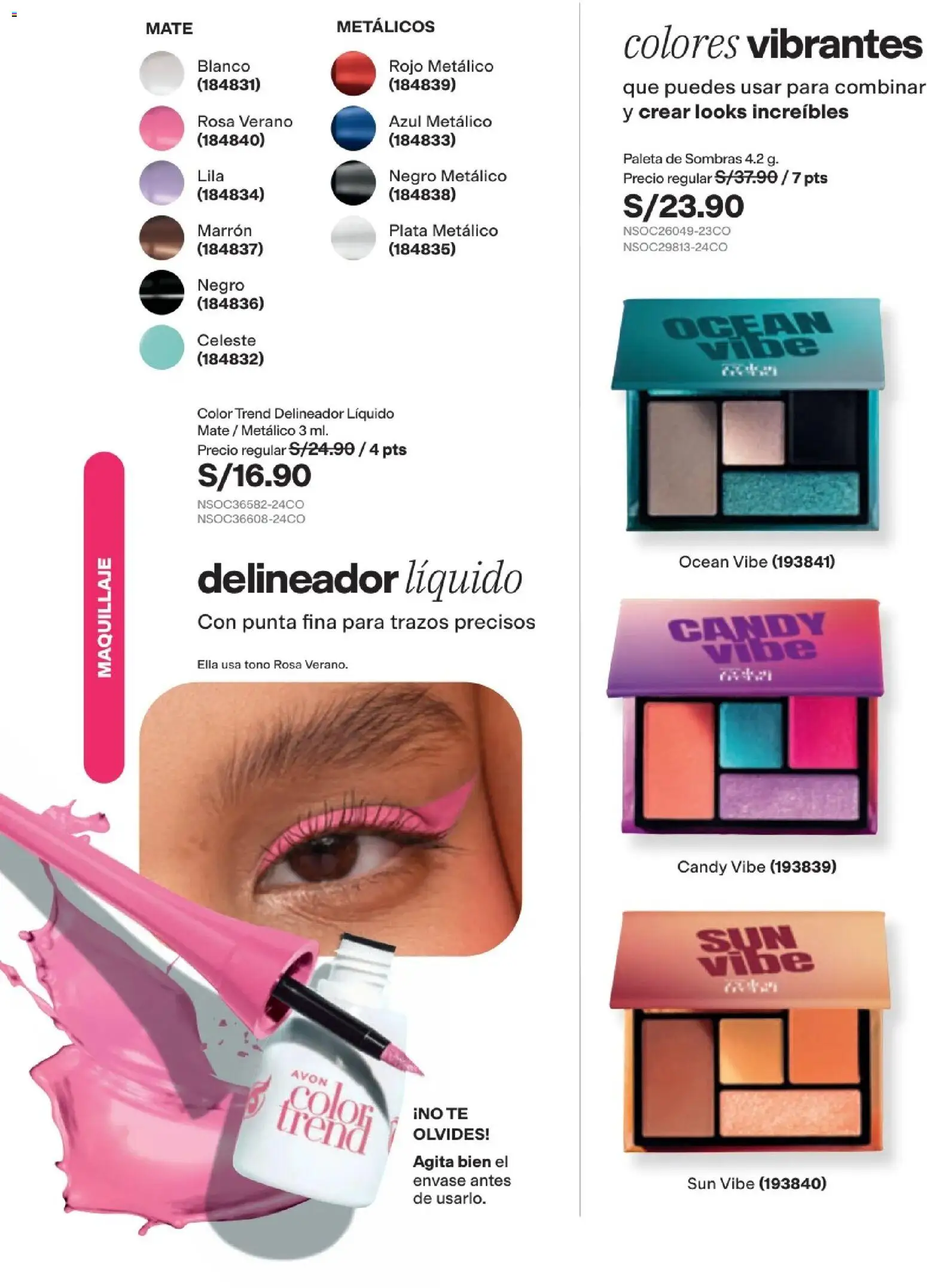 Catálogo Avon válido desde 15/09/2026 | Página: 49 | Productos: Delineador, Té, Maquillaje