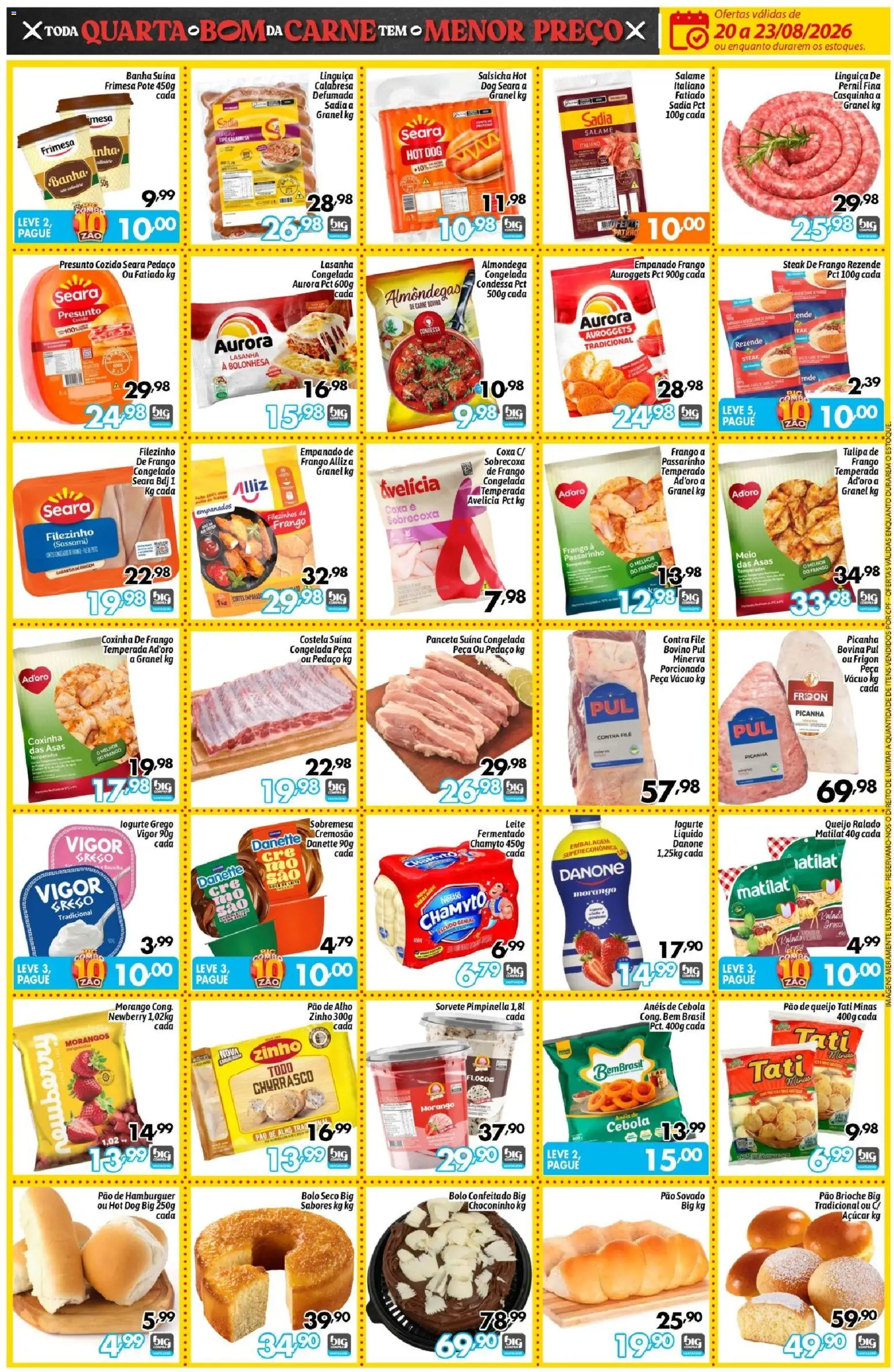 Big Compra Folheto - válido de 20/08/2026 | Página: 3 | Produtos: Carne bovina, Steak, Presunto, Lasanha