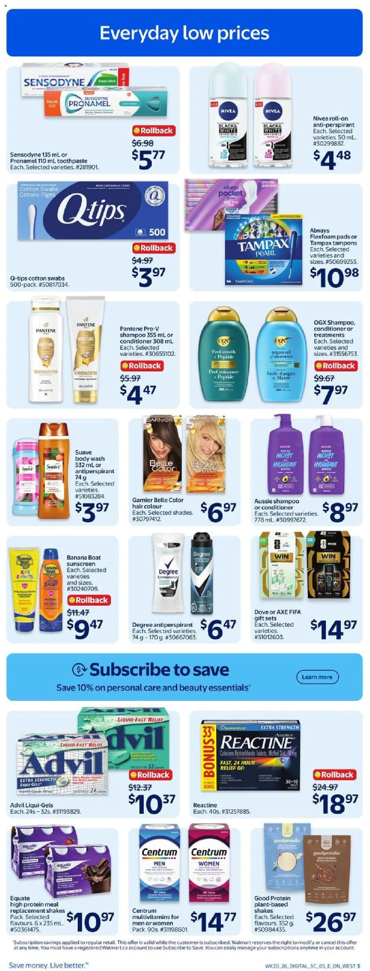 Walmart flyer valid from 11.06.2026 | Page: 8 | Products: Shampoo, Body wash, Toothpaste, Oil
